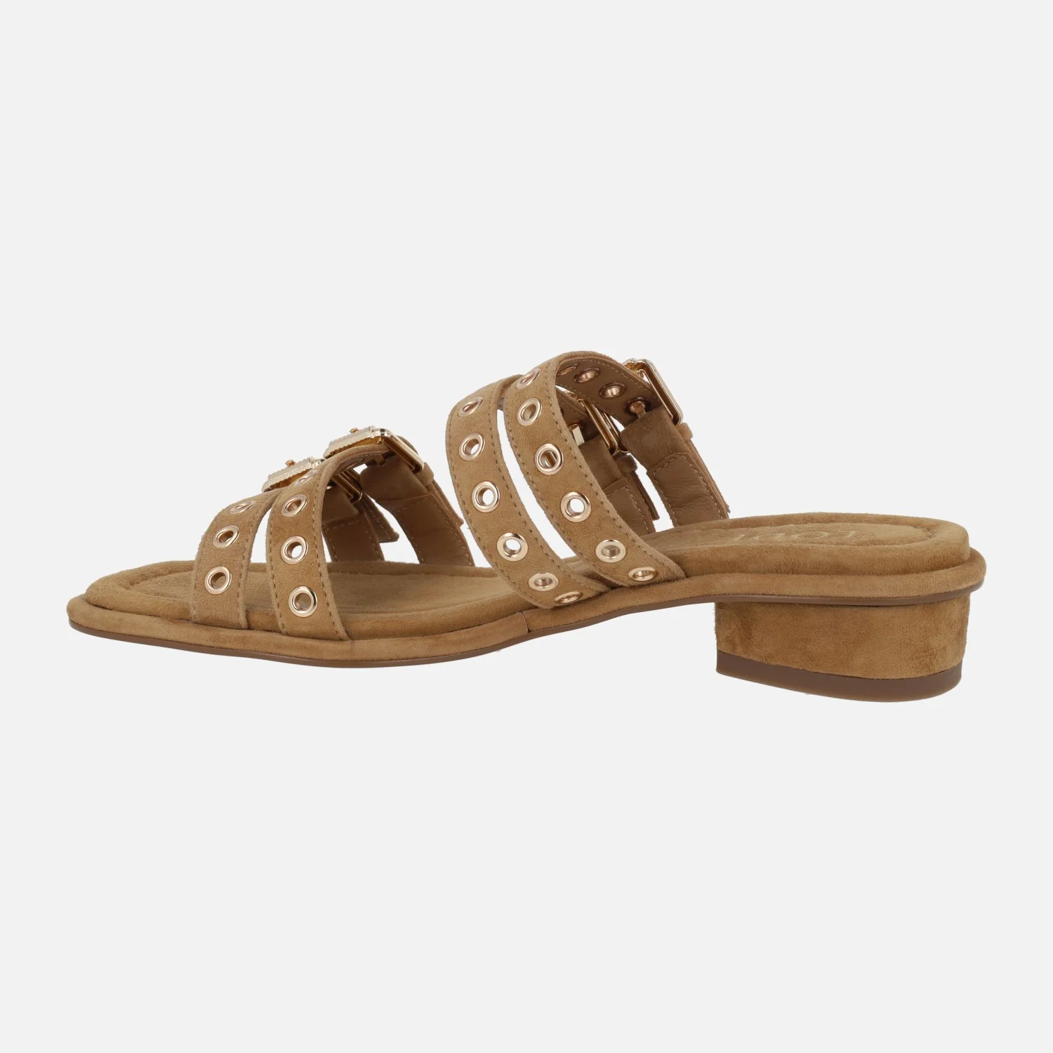 Sandalias A-Perseo en ante camel con 4 tiras con hebillas ajustables - Image 3