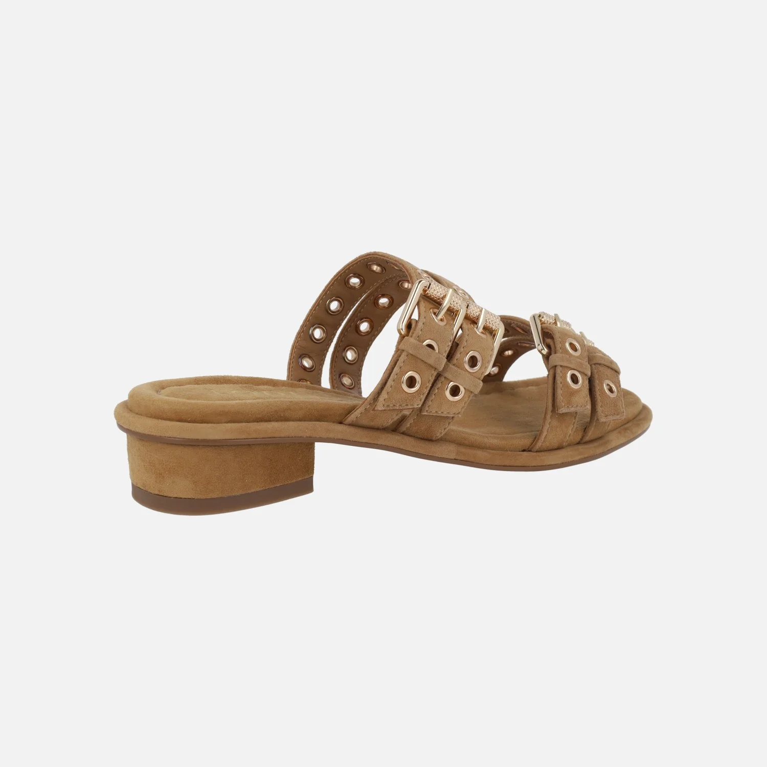 Sandalias A-Perseo en ante camel con 4 tiras con hebillas ajustables - Image 4