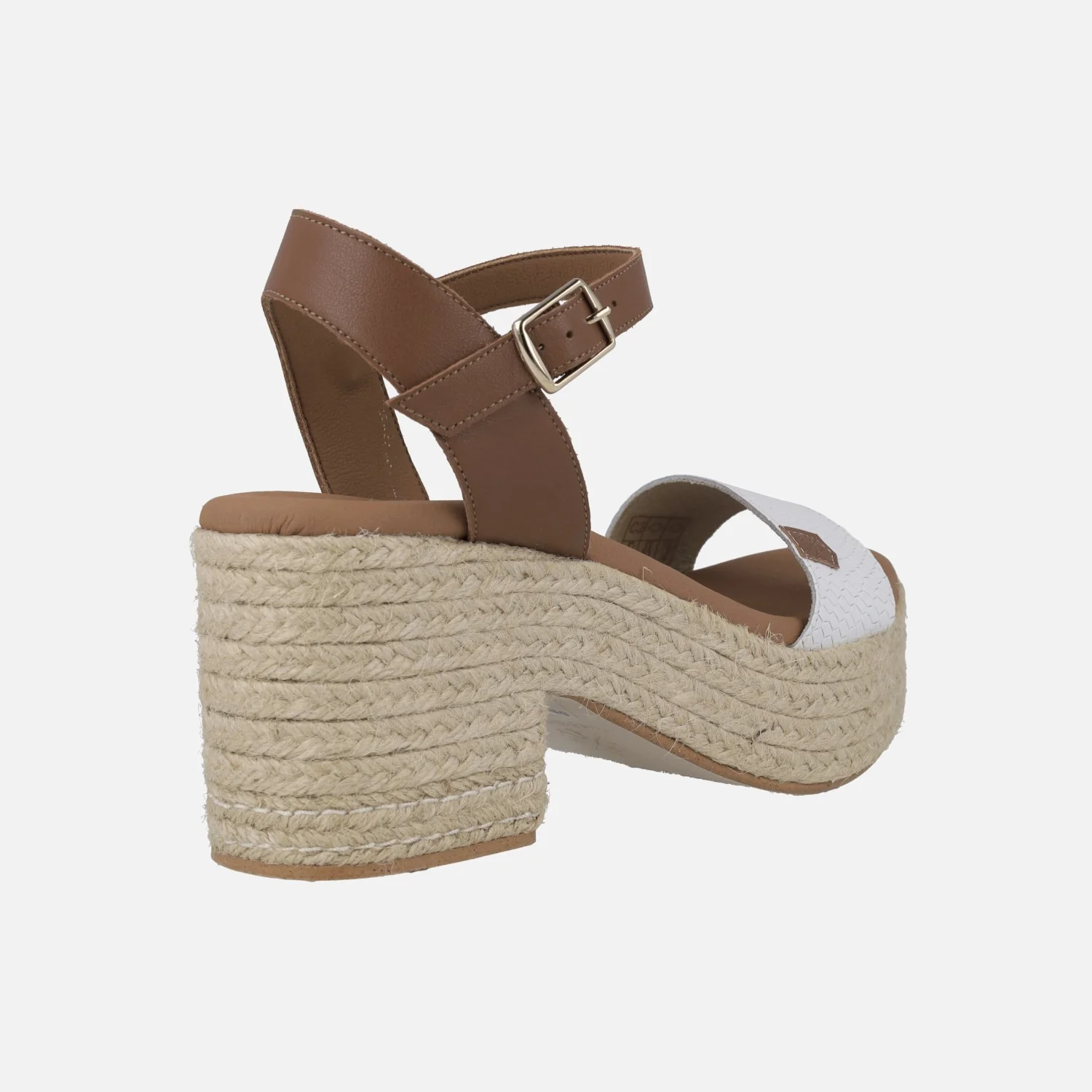 Sandalias Abaka snake blanco con tacón y plataforma de yute - Image 4