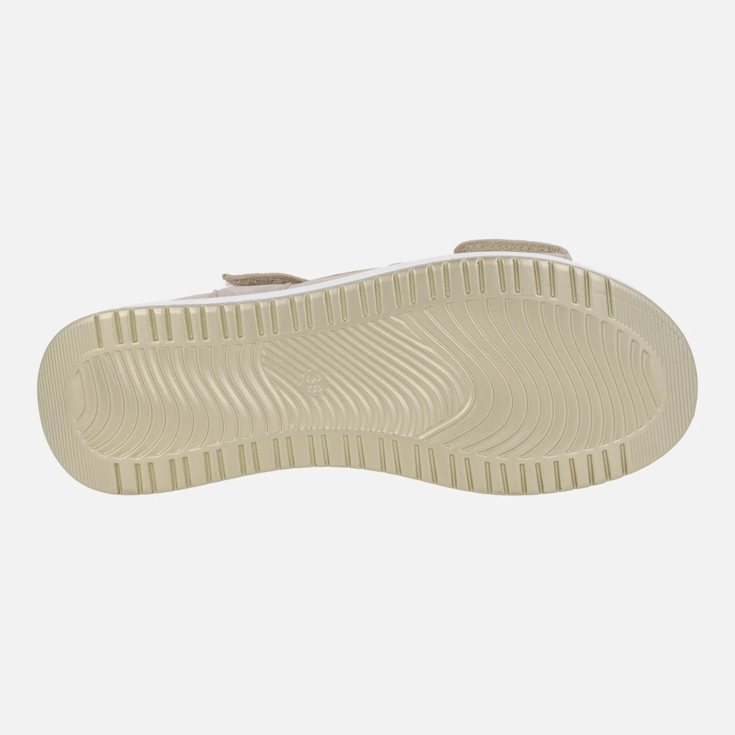 Sandalias Ancho especial para mujer en beige metalizado con cierre de velcros - Image 6