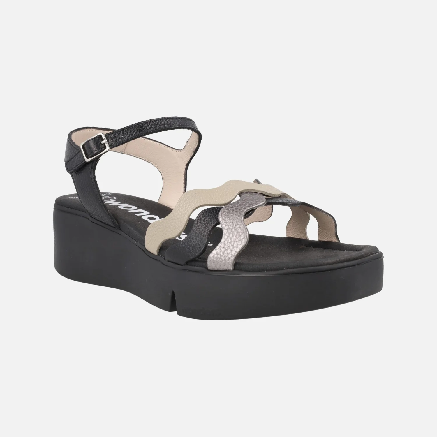 Sandalias Andy con tiras de piel combinadas y cuña WondersFLY - Image 8