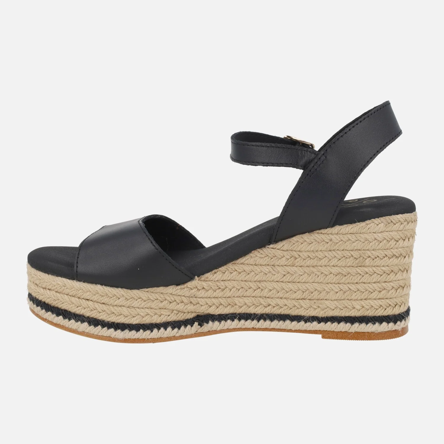 Sandalias Arenal en piel negra con cuña de yute - Image 3