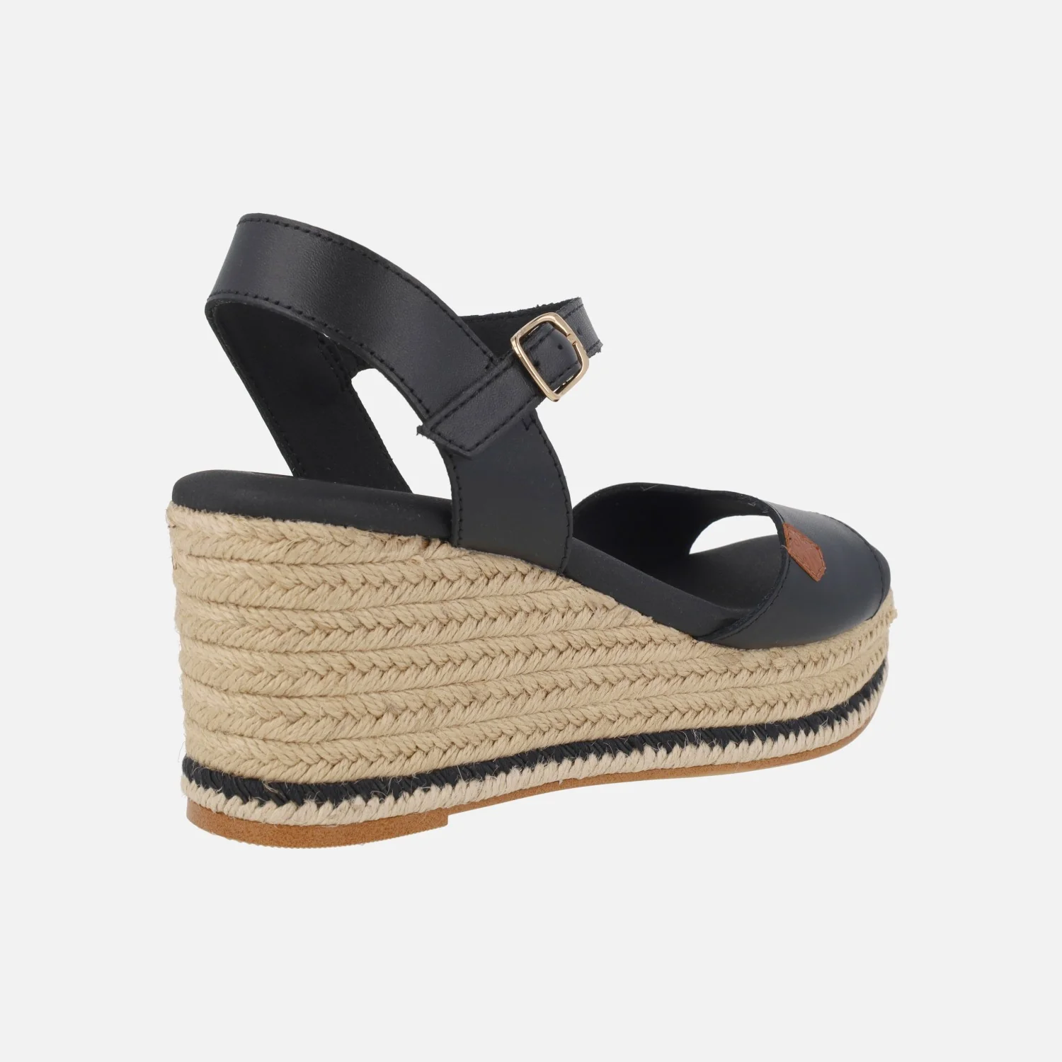 Sandalias Arenal en piel negra con cuña de yute - Image 4