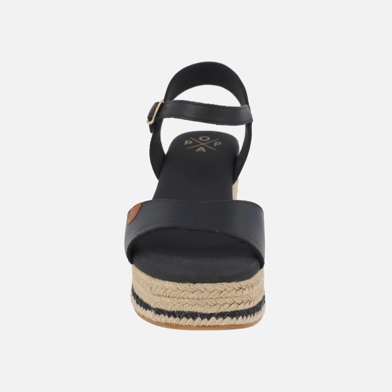 Sandalias Arenal en piel negra con cuña de yute - Image 5