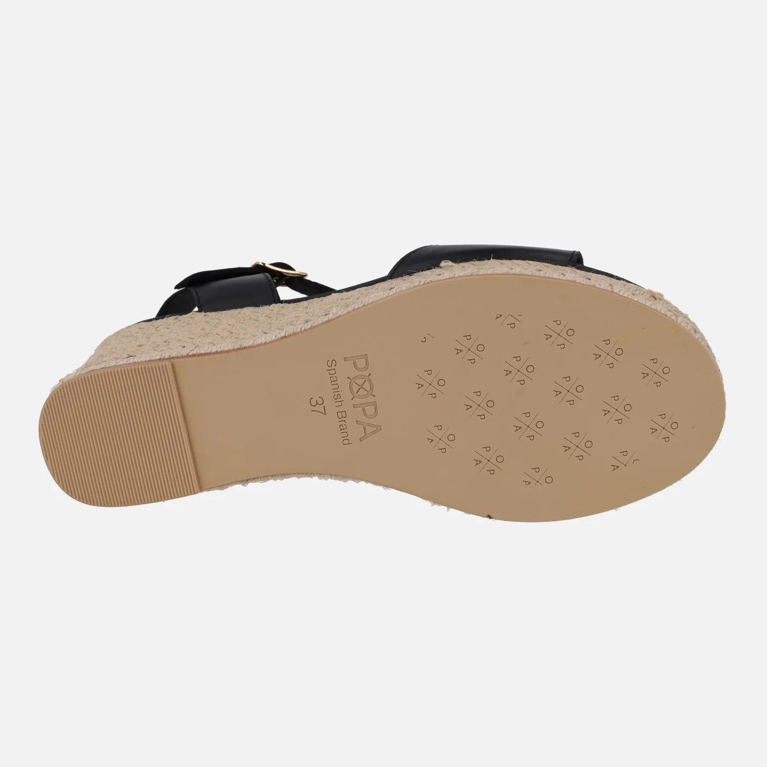 Sandalias Arenal en piel negra con cuña de yute - Image 6