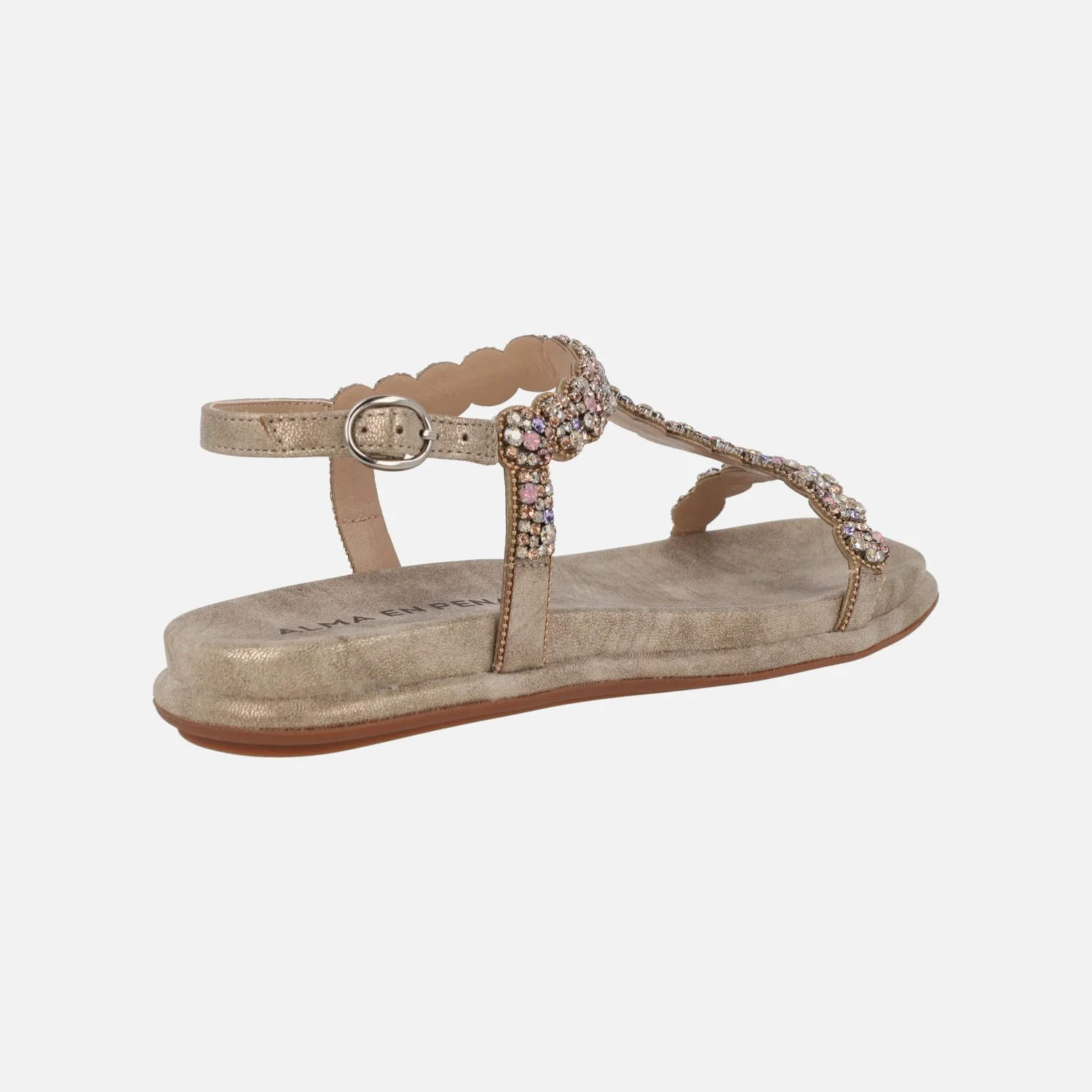 Sandalias bajas en color bronce con pedrería - Image 4