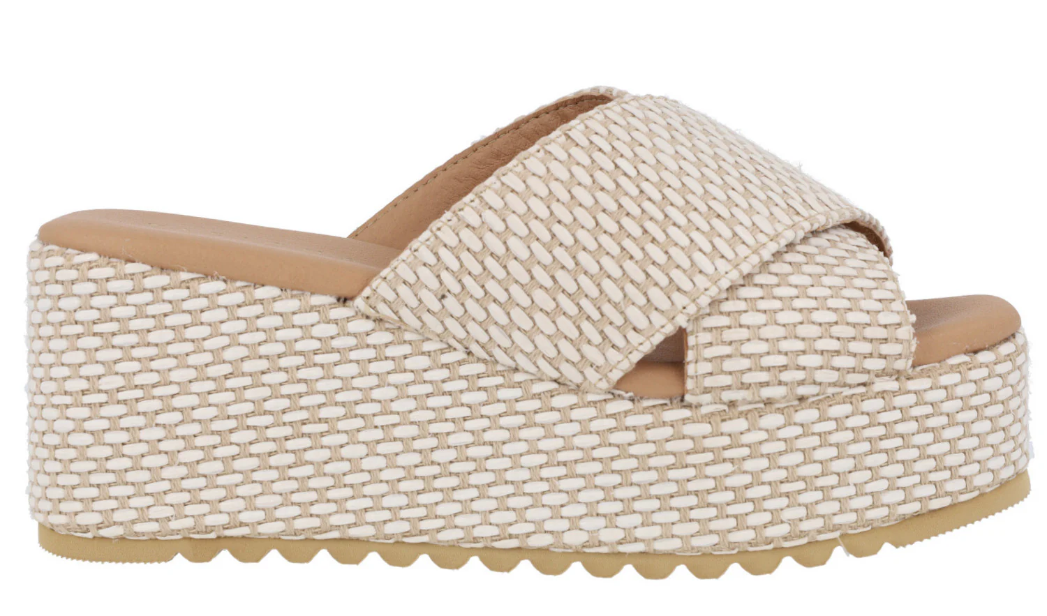 Sandalias bicolor blanco beige con plataforma - Image 2