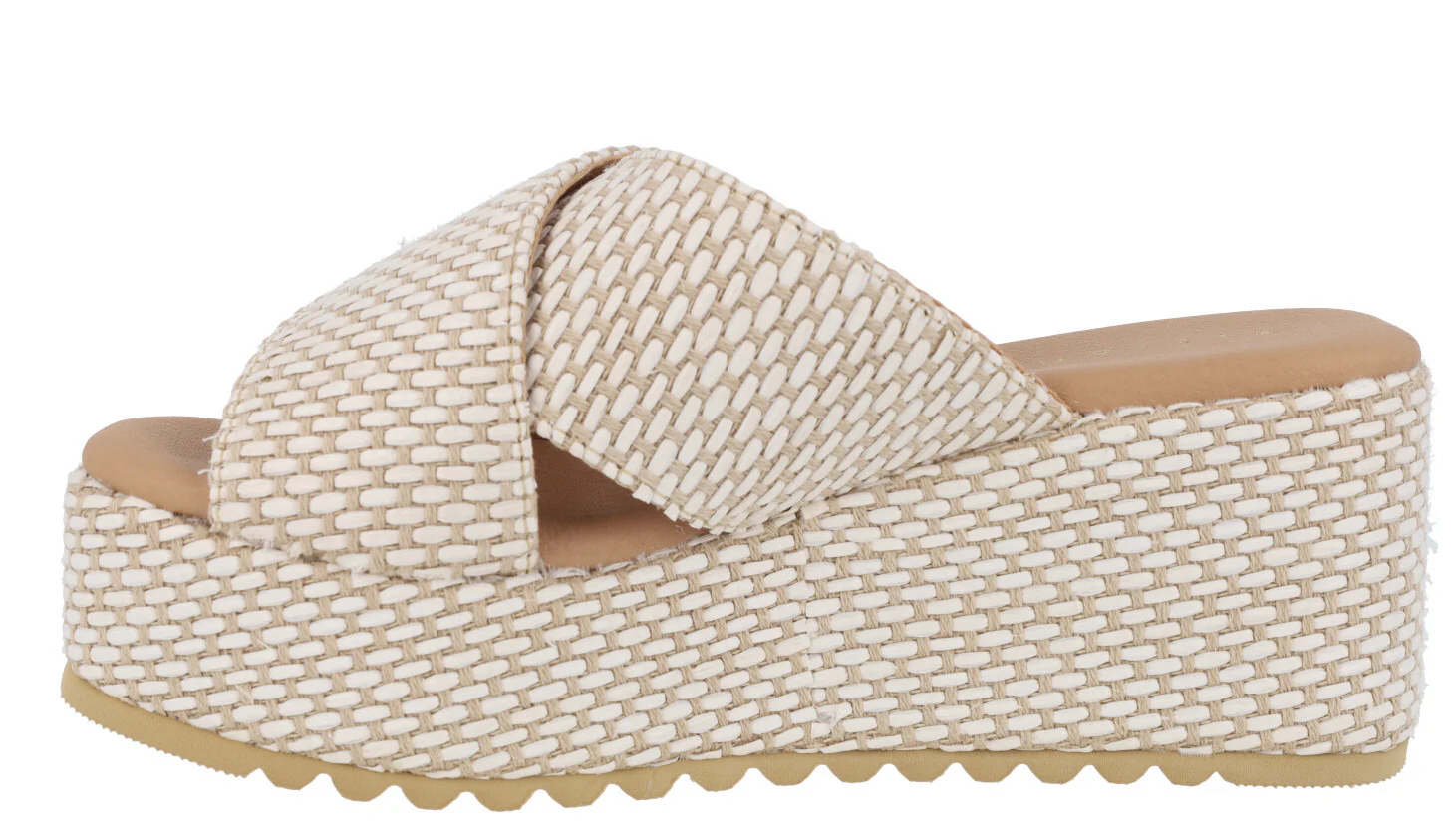 Sandalias bicolor blanco beige con plataforma - Image 3