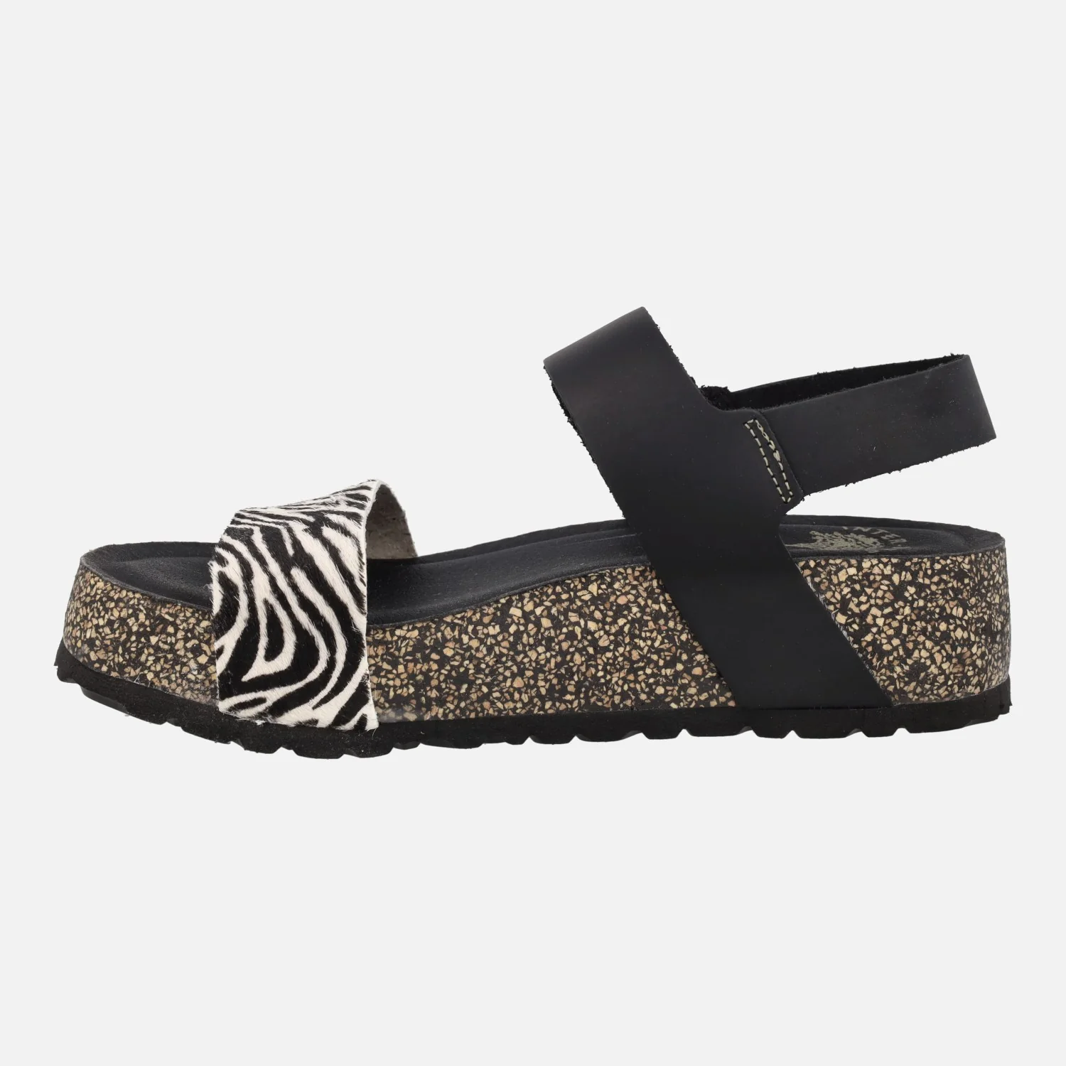 Sandalias bio con cierre de velcro en combinado negro con cebra - Image 3