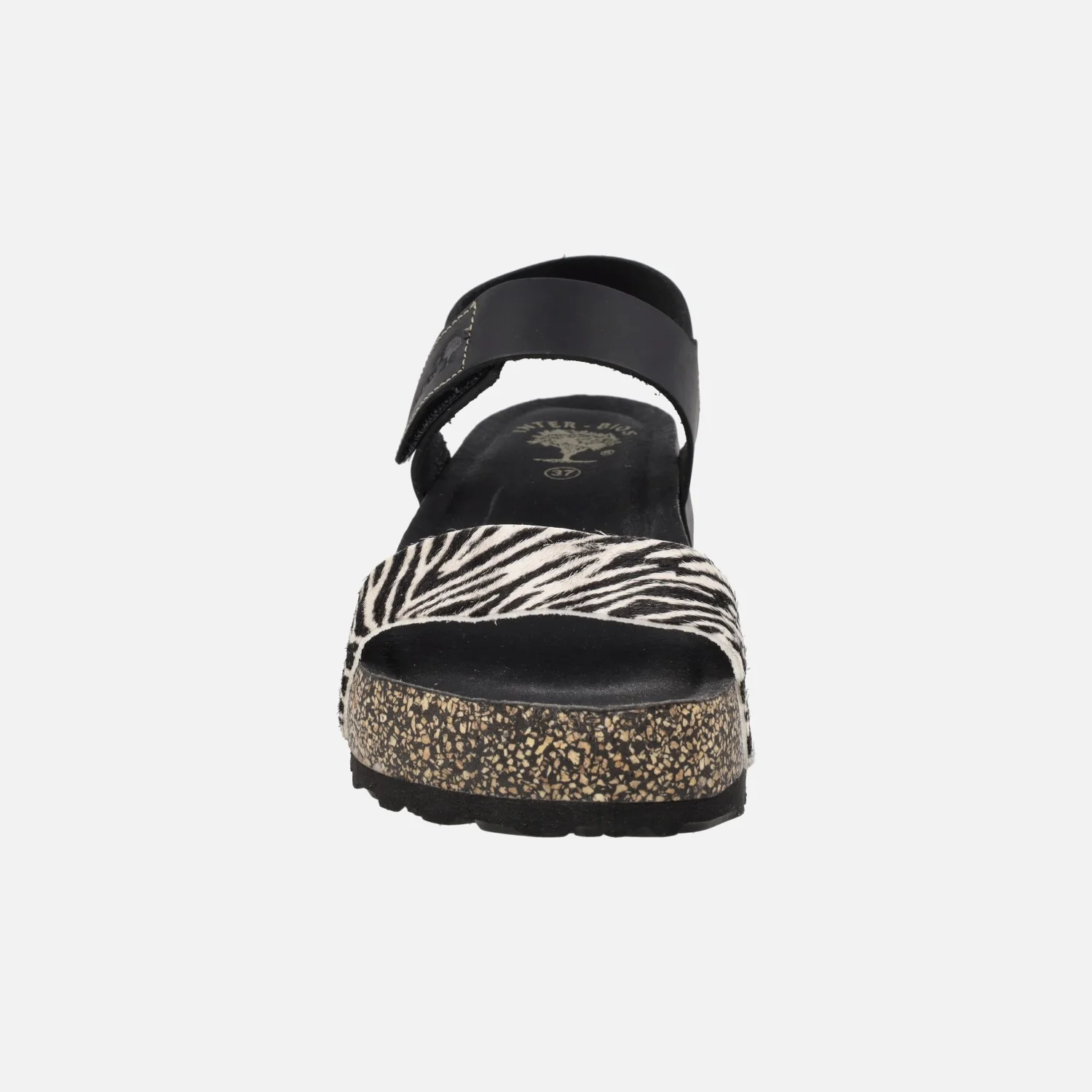 Sandalias bio con cierre de velcro en combinado negro con cebra - Image 5