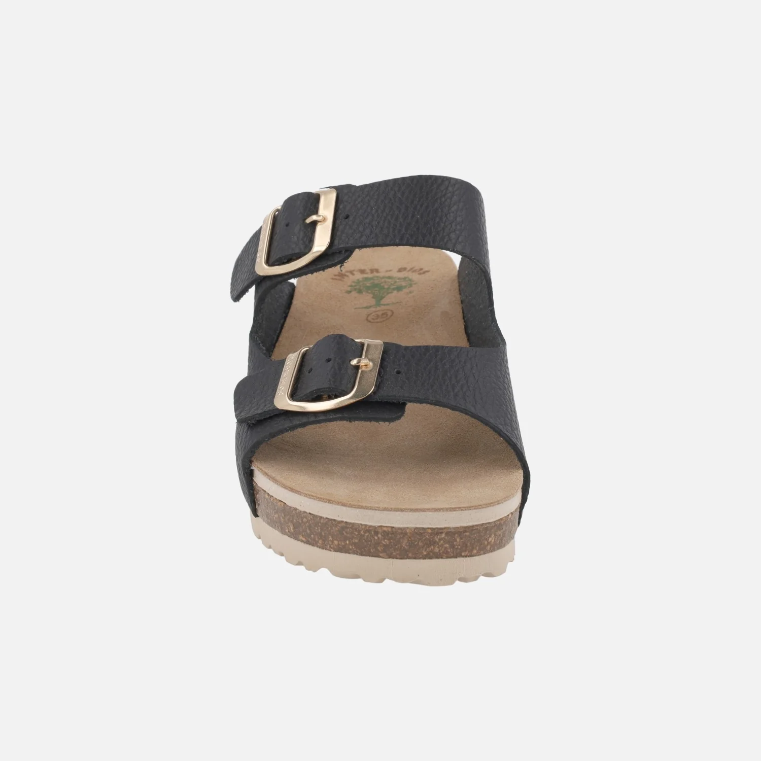 Sandalias bio de cuña en piel con dos hebillas - Image 11