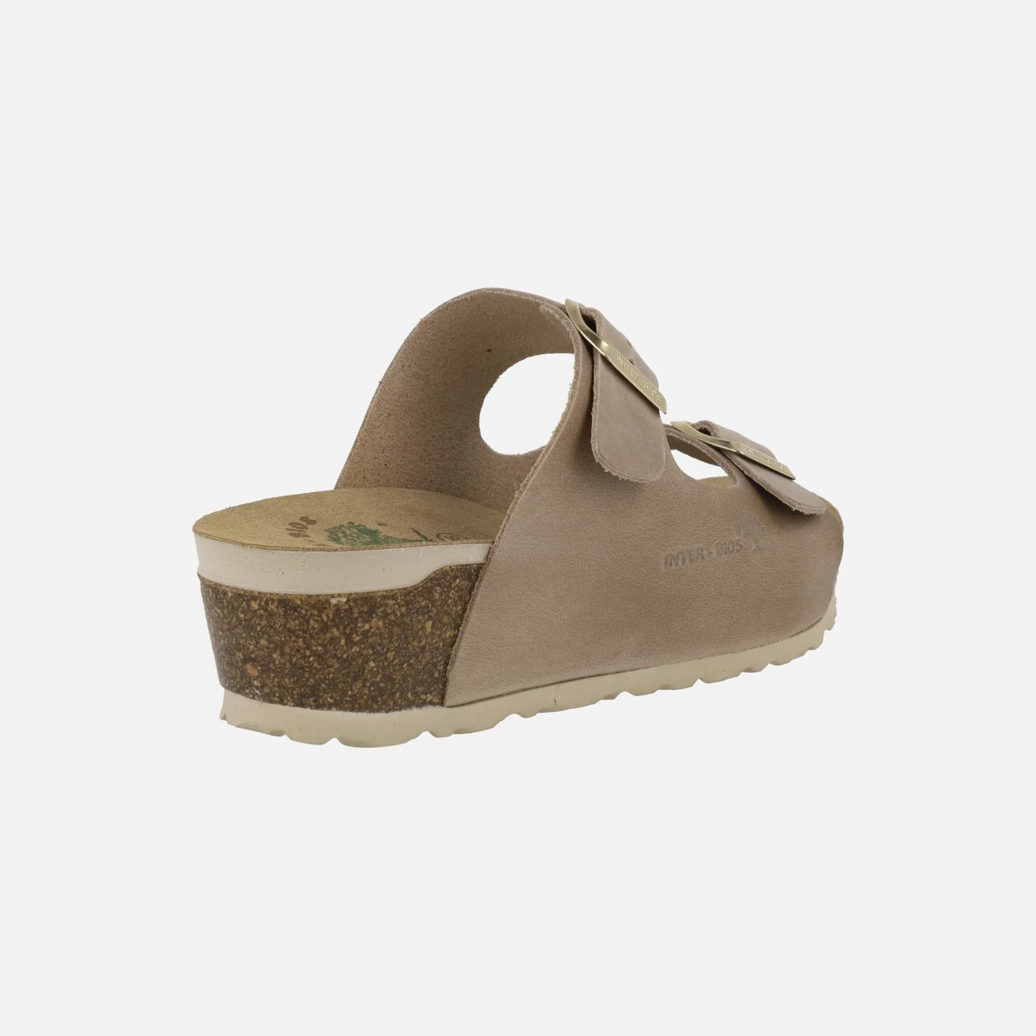 Sandalias bio de cuña en piel con dos hebillas - Image 4