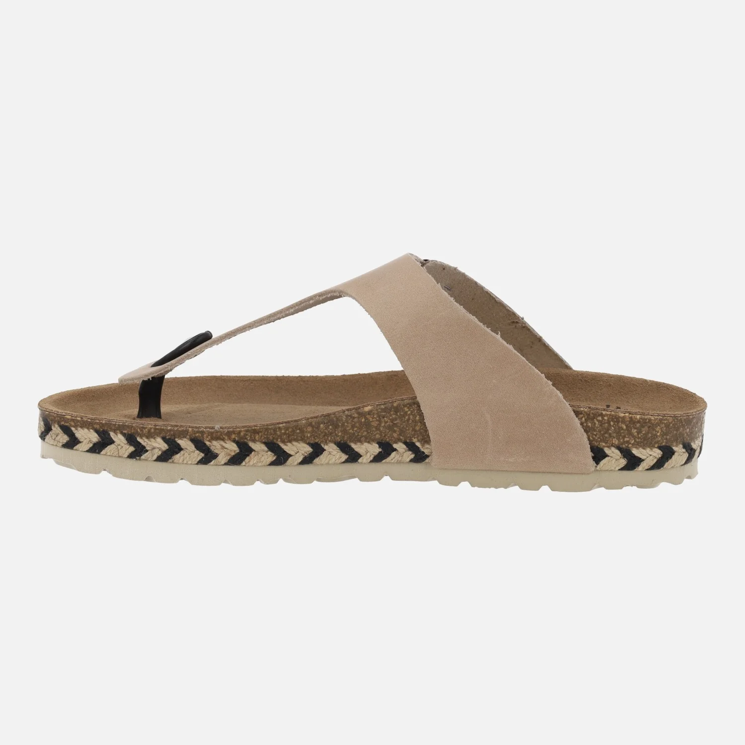 Sandalias bio de dedo en piel beige con hebilla negra - Image 3