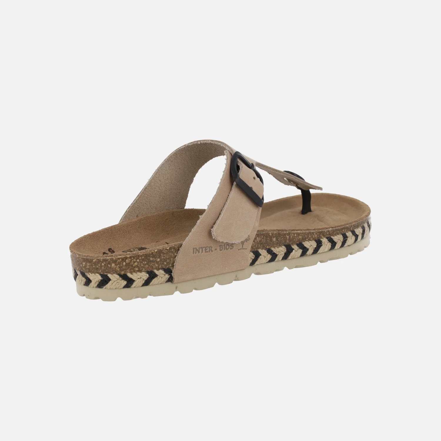 Sandalias bio de dedo en piel beige con hebilla negra - Image 4