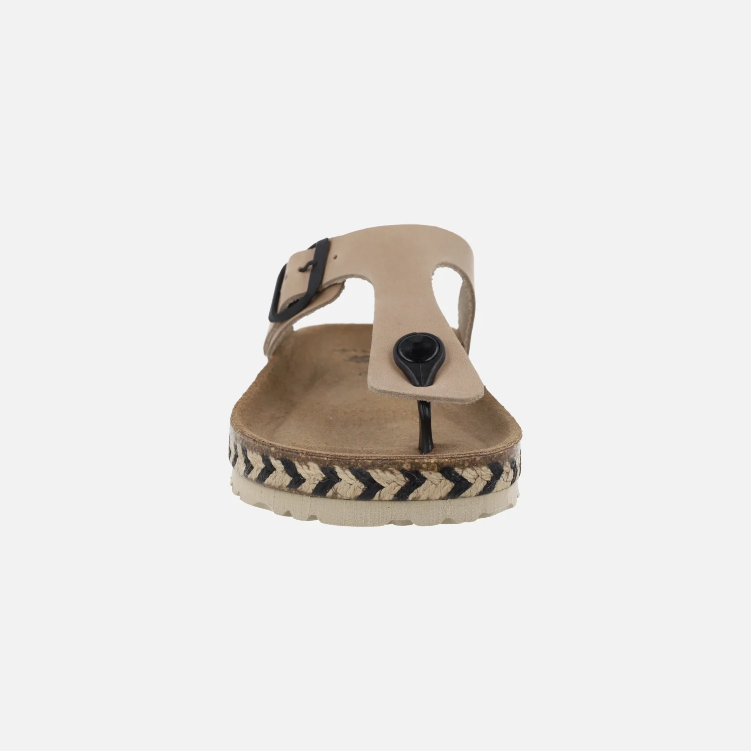 Sandalias bio de dedo en piel beige con hebilla negra - Image 5