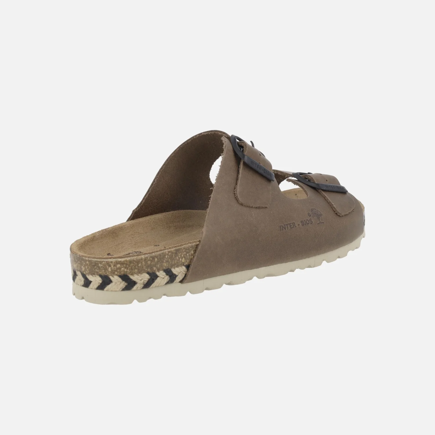 Sandalias bio de piel con dos hebillas y tira de esparto bicolor - Image 10