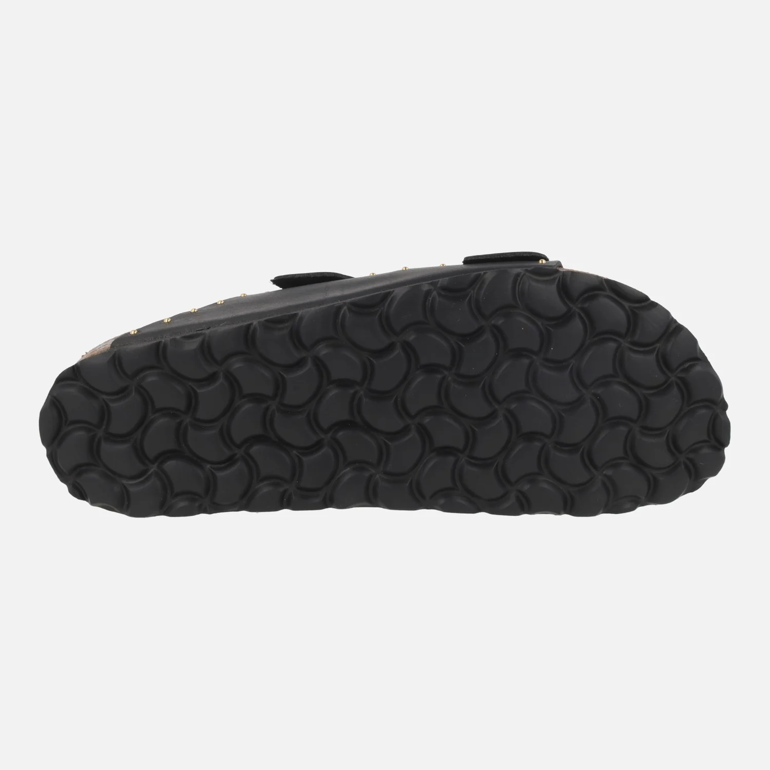 Sandalias bio en piel negra con tachas doradas y hebillas - Image 6