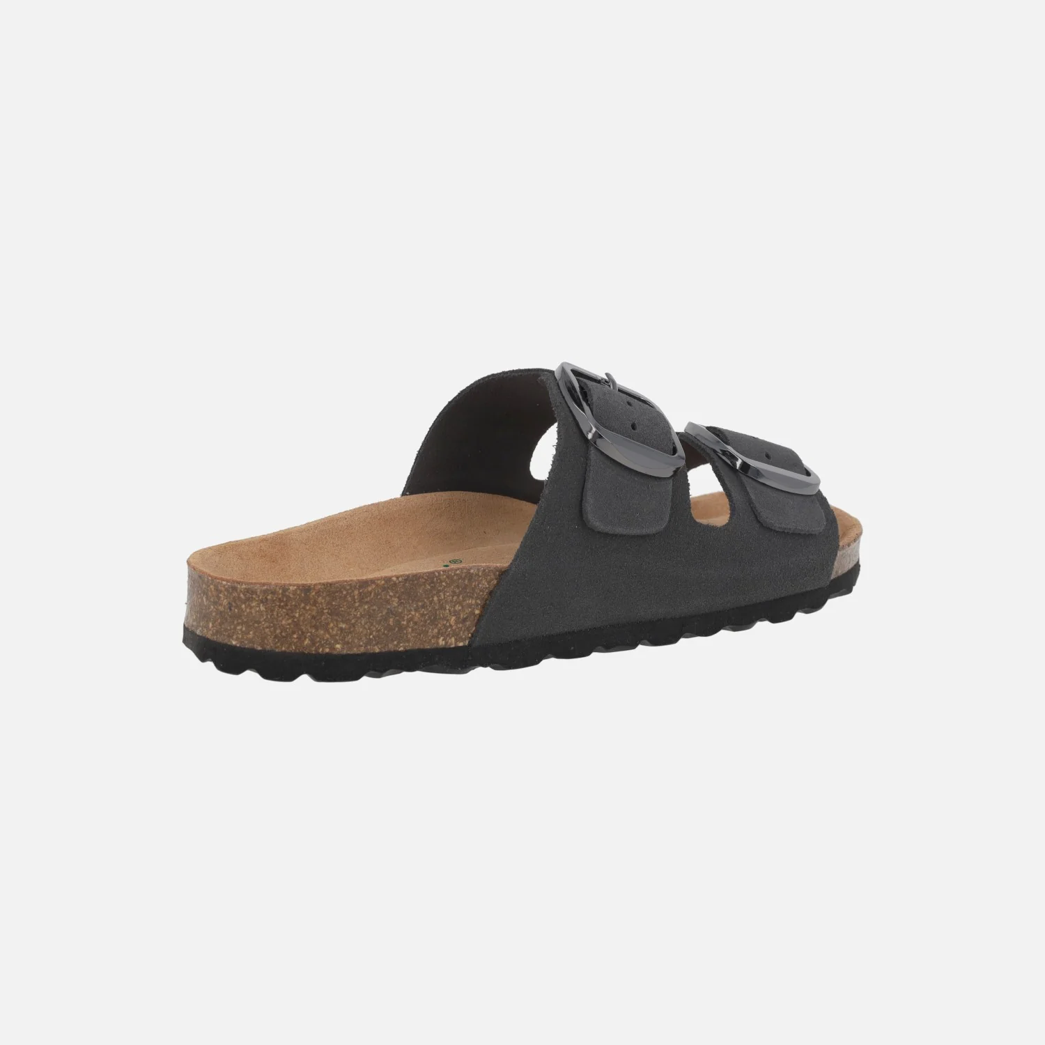 Sandalias bio en serraje gris con hebillas metálicas - Image 4