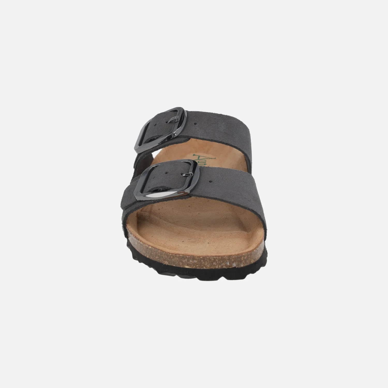 Sandalias bio en serraje gris con hebillas metálicas - Image 5