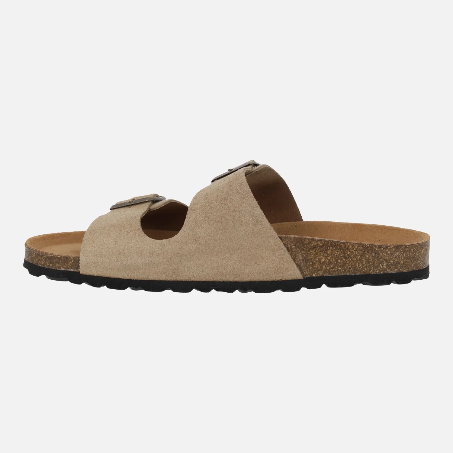 Sandalias bio para hombre en serraje taupe con dos hebillas - Image 3