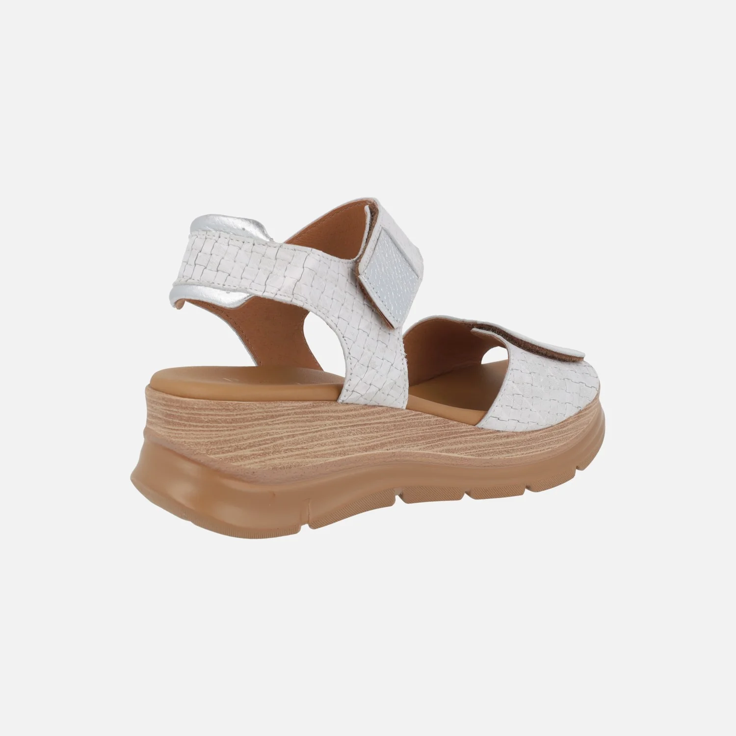 Sandalias blancas de piel efecto trenzado con cierre de velcro - Image 4