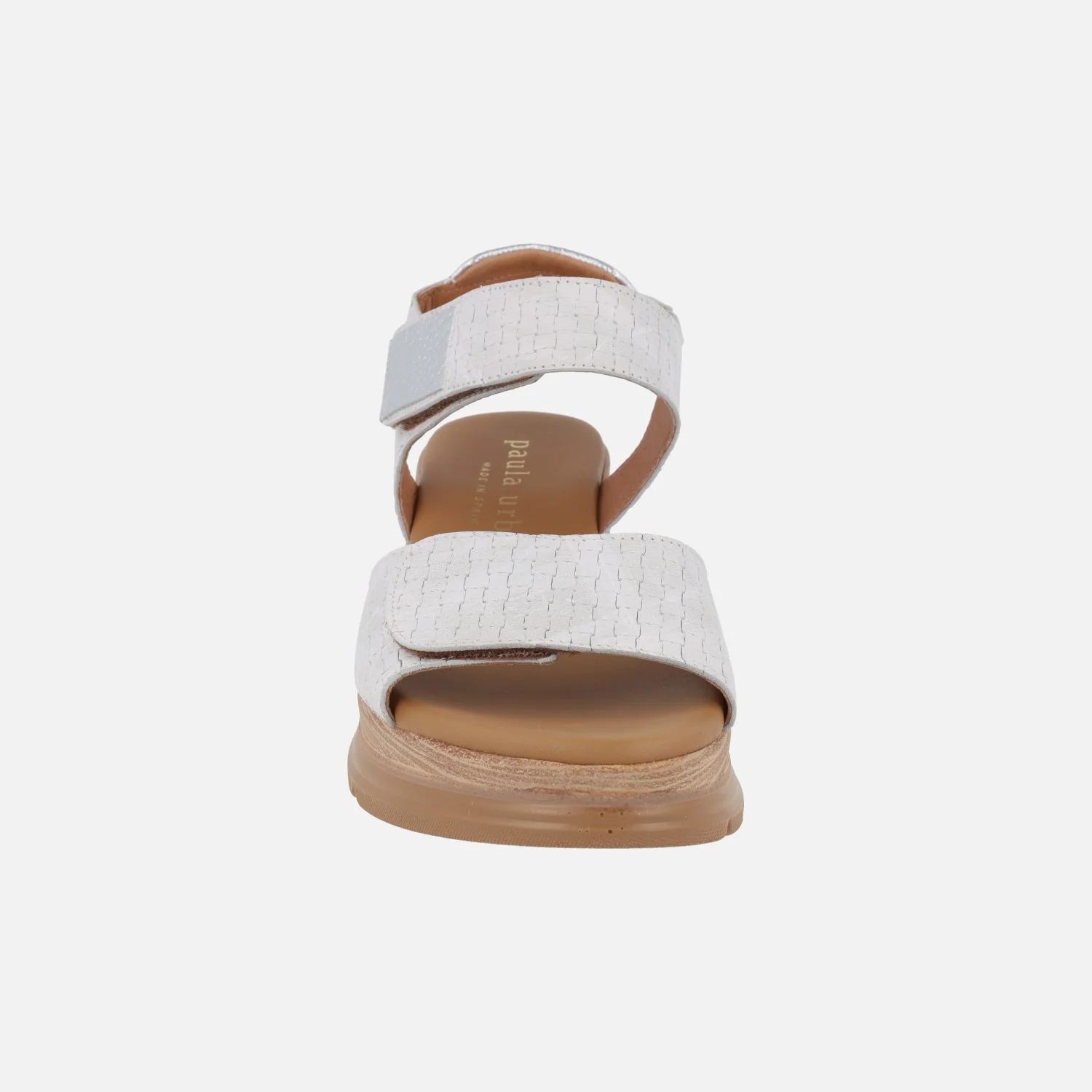 Sandalias blancas de piel efecto trenzado con cierre de velcro - Image 5