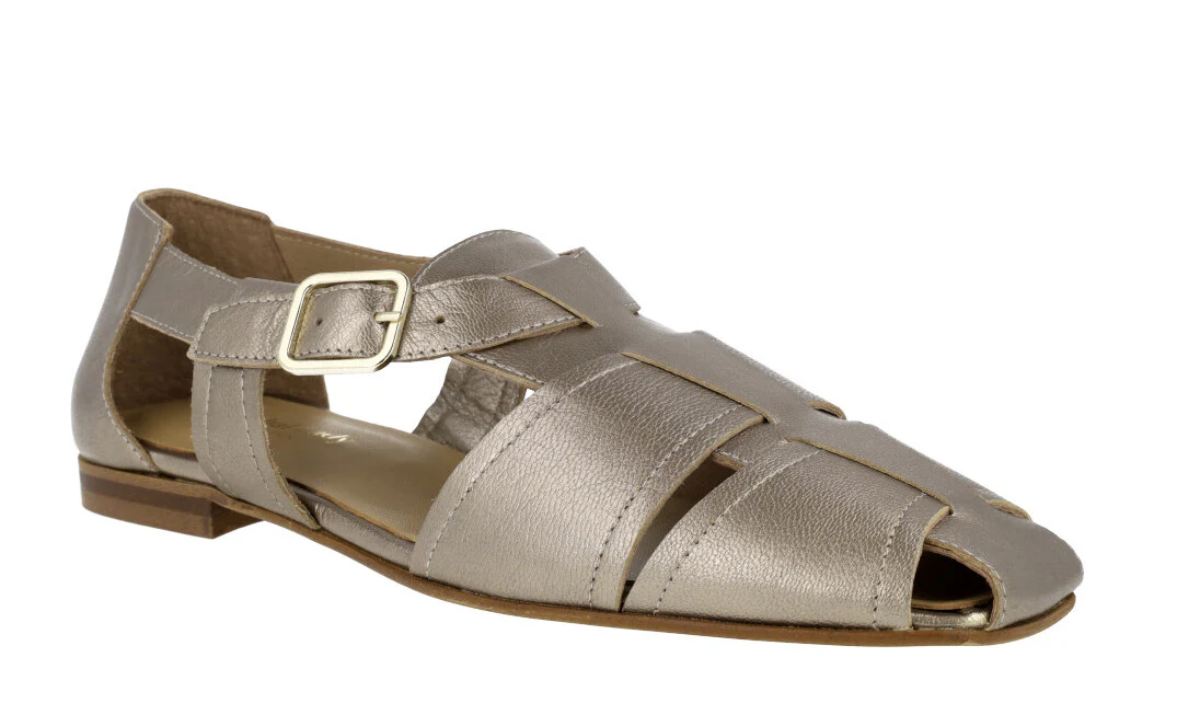 Sandalias cangrejeras de piel metalizada para mujer - Image 2