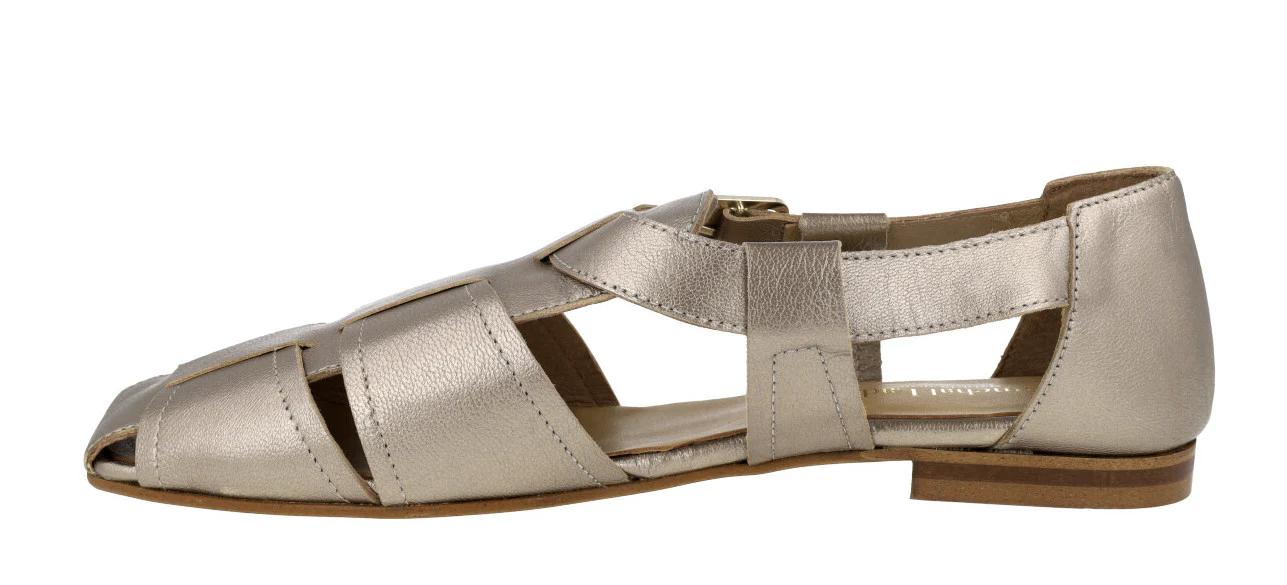 Sandalias cangrejeras de piel metalizada para mujer - Image 3