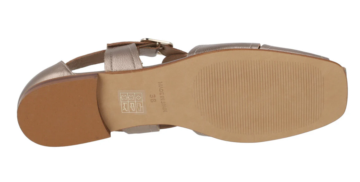 Sandalias cangrejeras de piel metalizada para mujer - Image 5