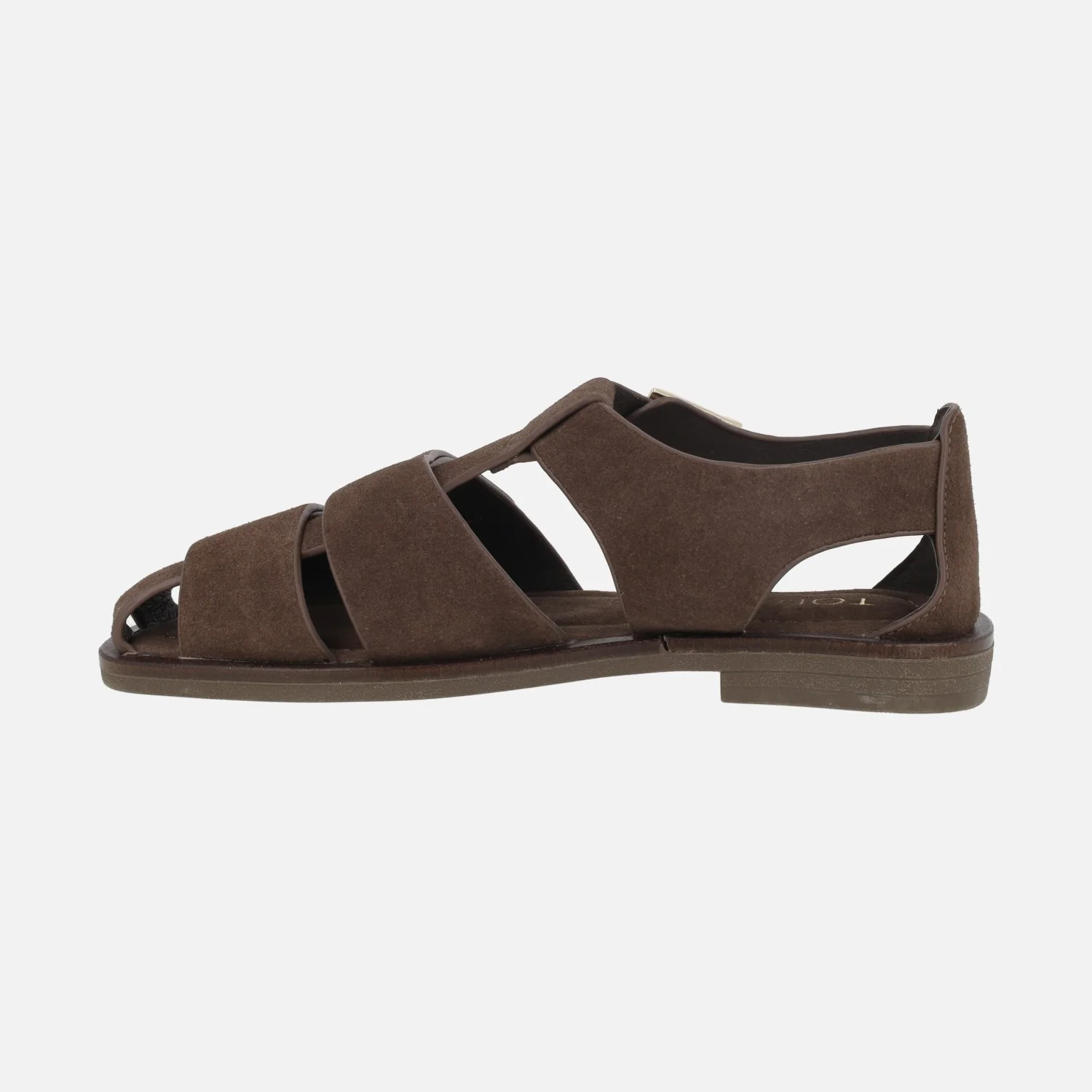 Sandalias cangrejeras en serraje marrón con tachas doradas - Image 3