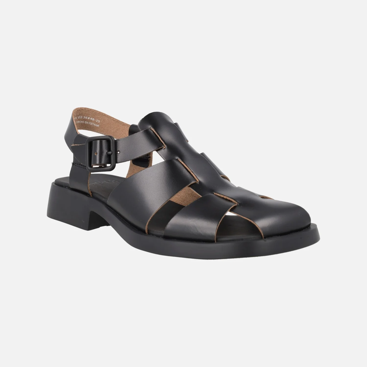 Sandalias cangrejeras para mujer en piel negra Dana - Image 2