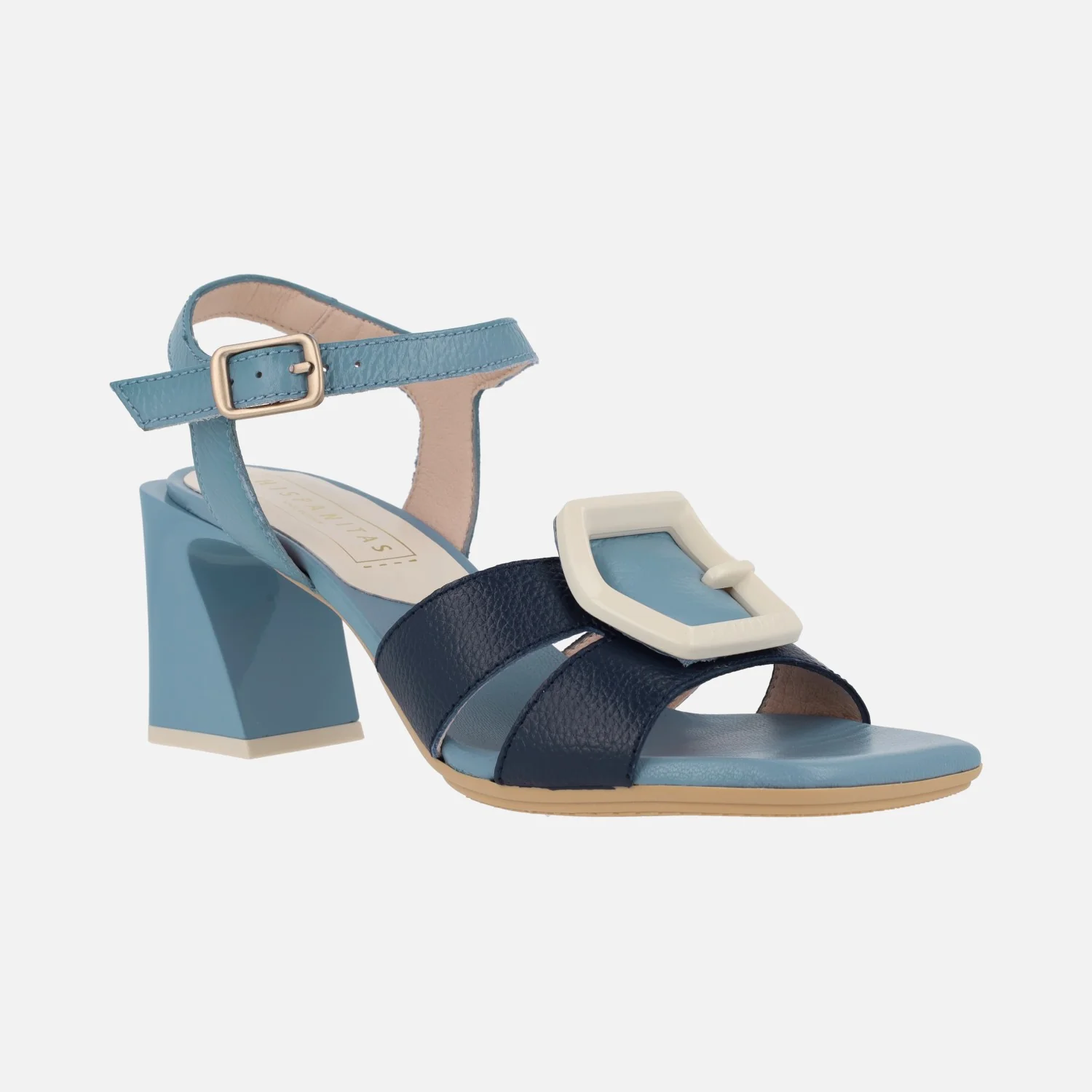 Sandalias combinadas de piel con adorno de hebilla - Image 12