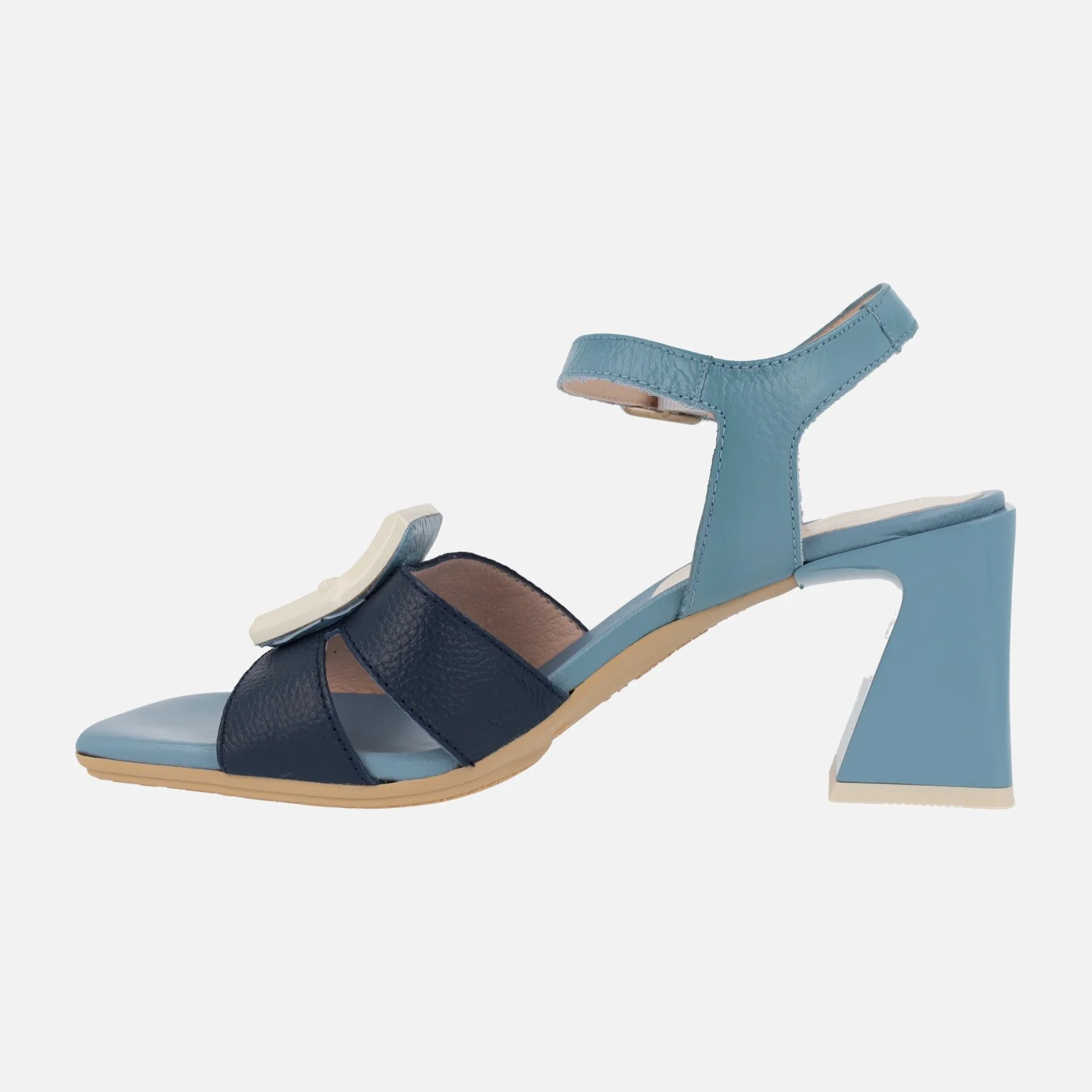 Sandalias combinadas de piel con adorno de hebilla - Image 13