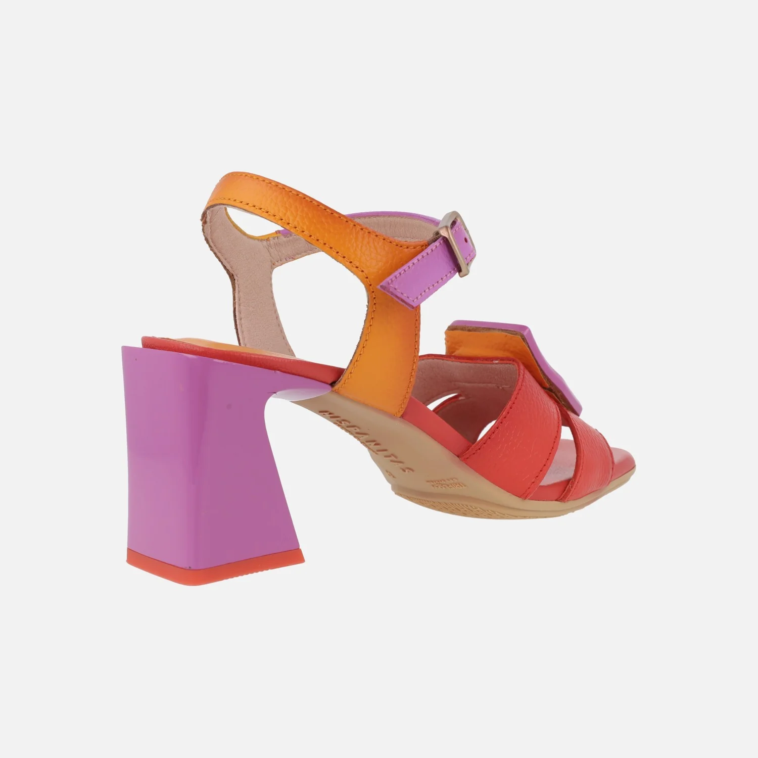 Sandalias combinadas de piel con adorno de hebilla - Image 4