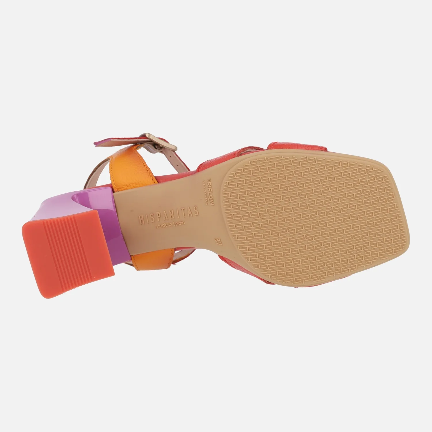 Sandalias combinadas de piel con adorno de hebilla - Image 5