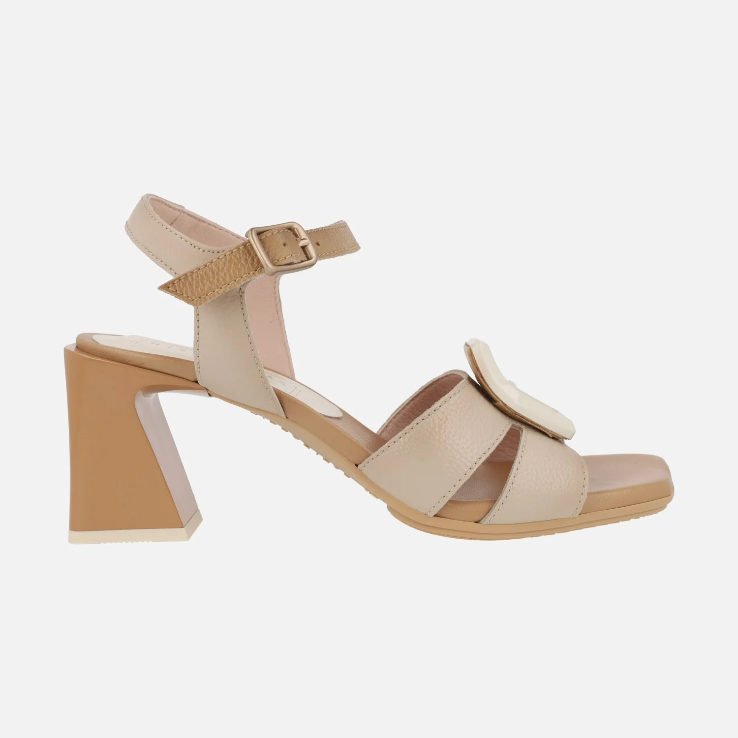 Sandalias combinadas de piel con adorno de hebilla - Image 6