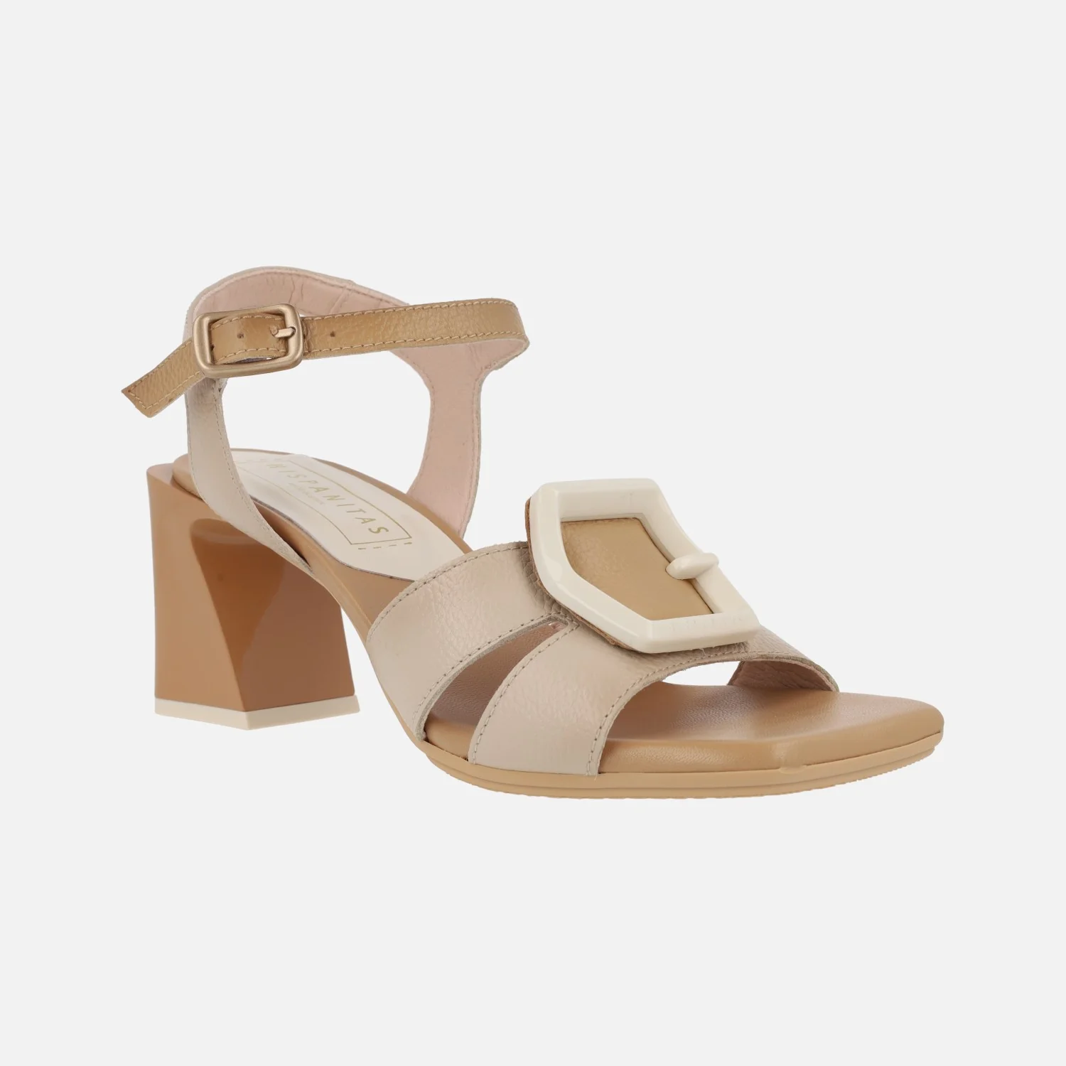 Sandalias combinadas de piel con adorno de hebilla - Image 7