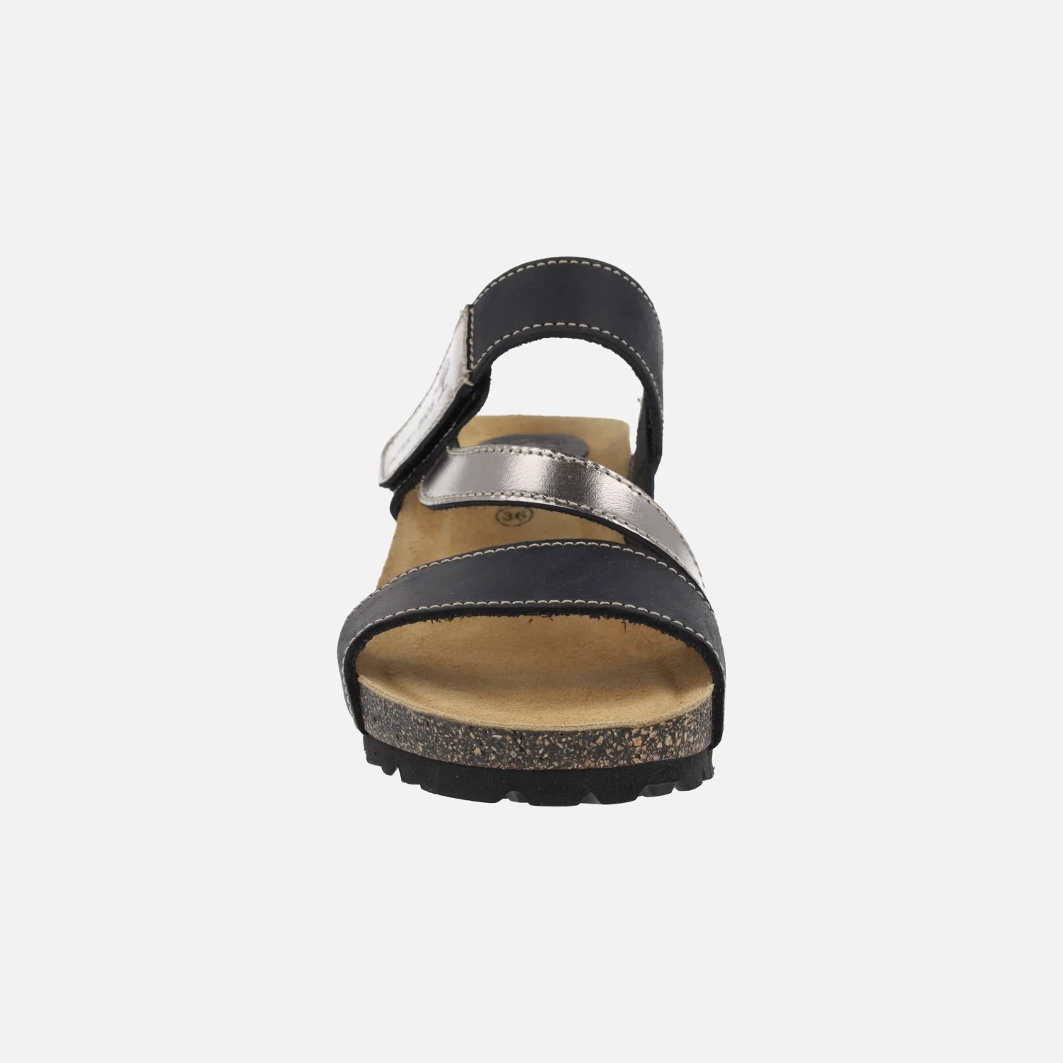 Sandalias combinadas en nobuck negro y metal plata con cierre de velcros - Image 5