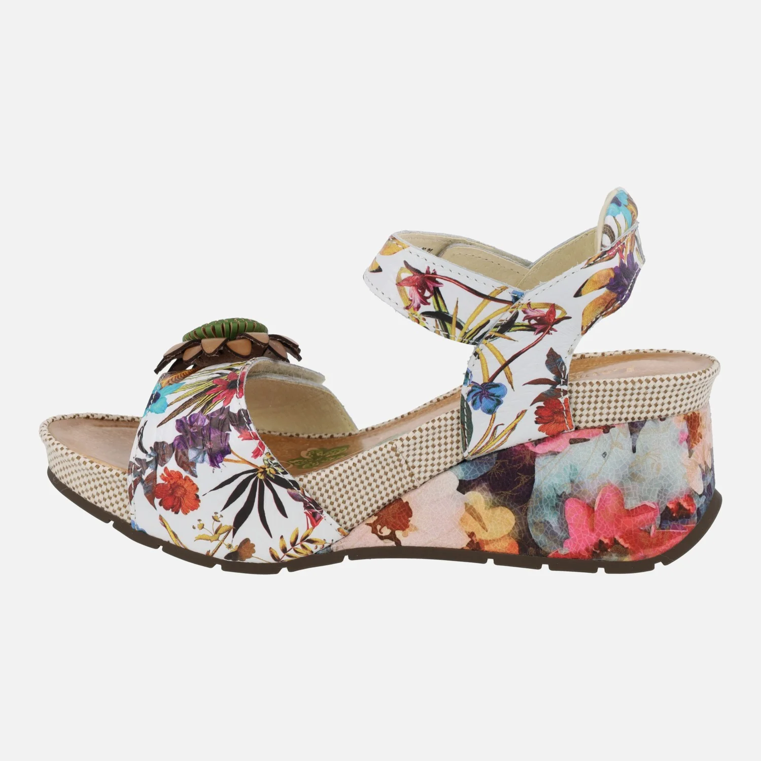 Sandalias con cuña estampada de flores Barry 36 Beige - Image 3