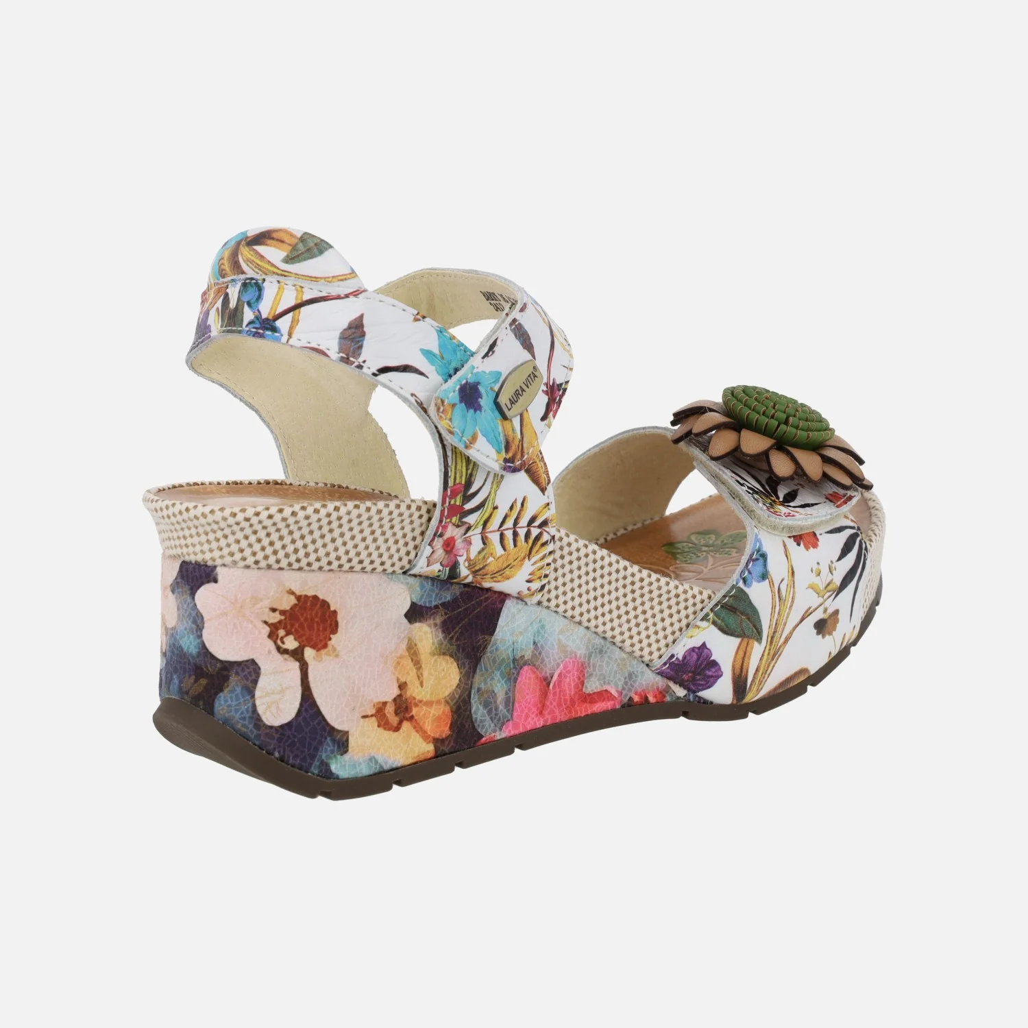 Sandalias con cuña estampada de flores Barry 36 Beige - Image 4