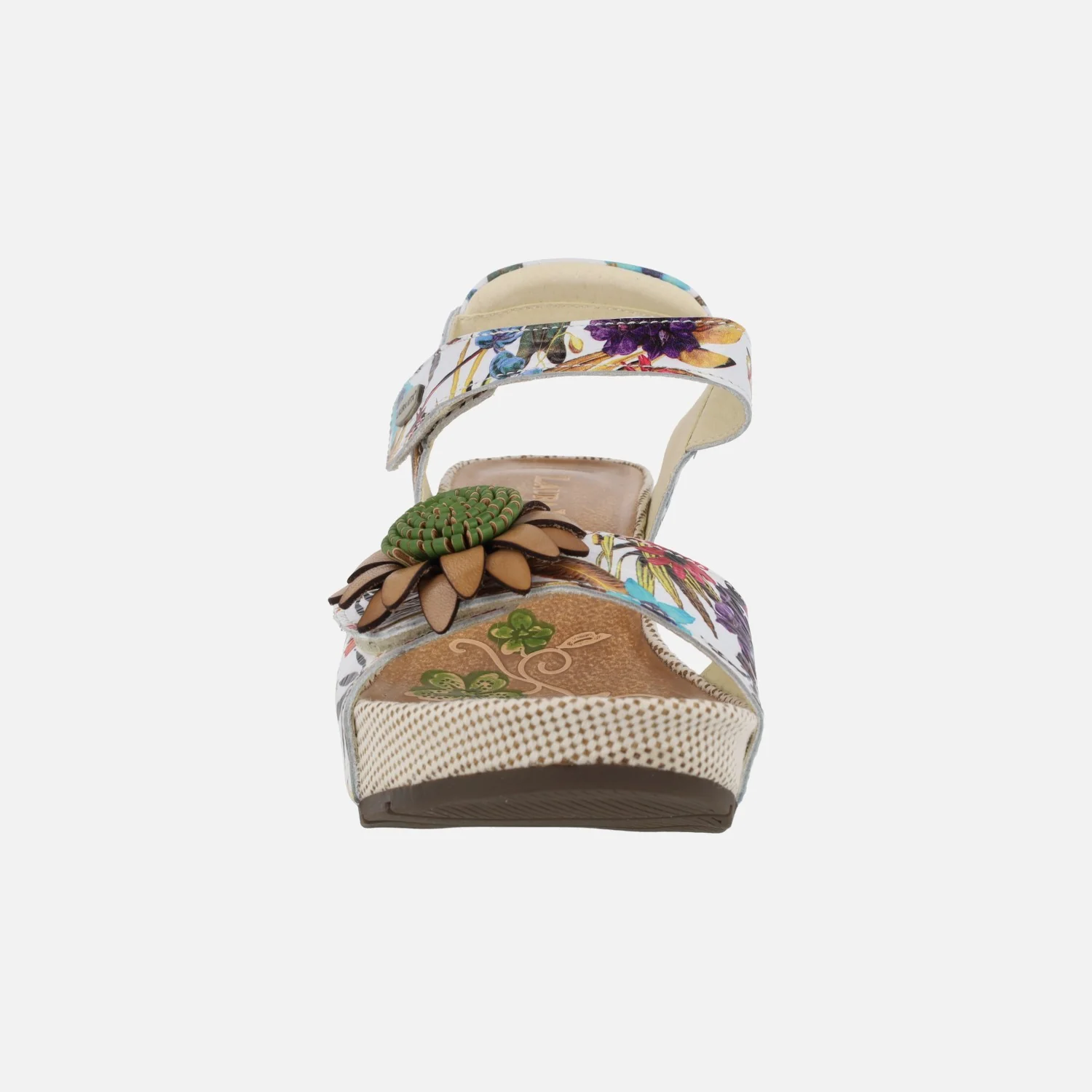 Sandalias con cuña estampada de flores Barry 36 Beige - Image 5