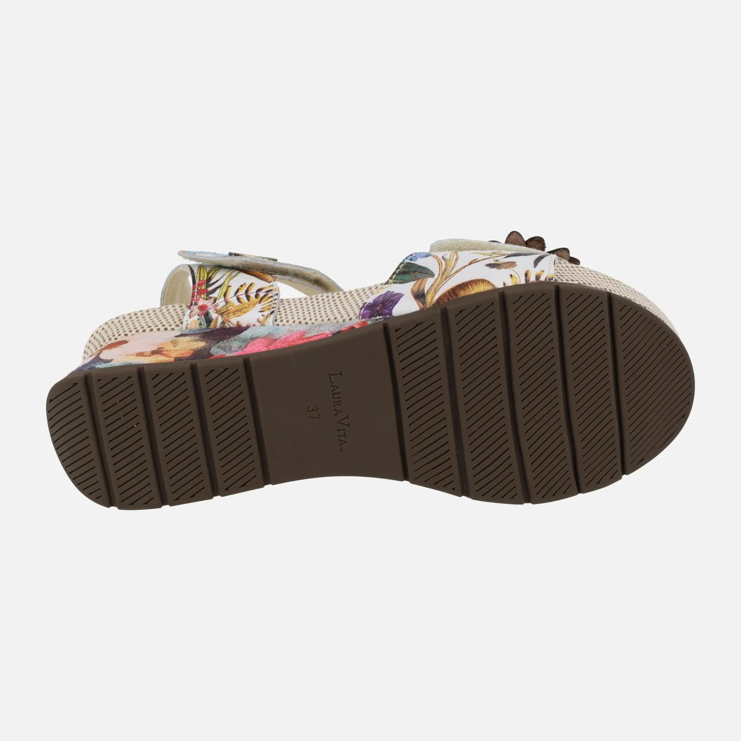 Sandalias con cuña estampada de flores Barry 36 Beige - Image 6