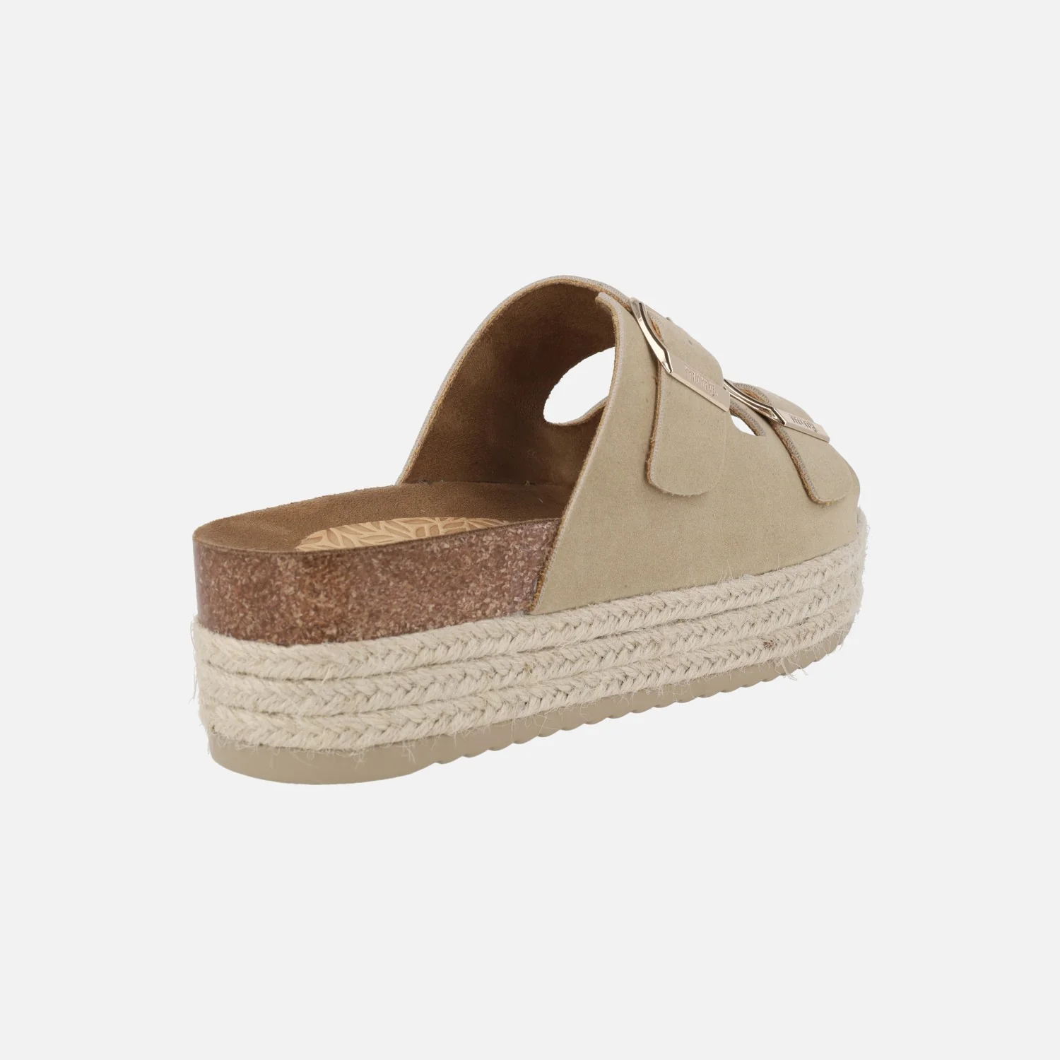 Sandalias con doble hebilla dorada y plataforma combinada con yute - Image 4