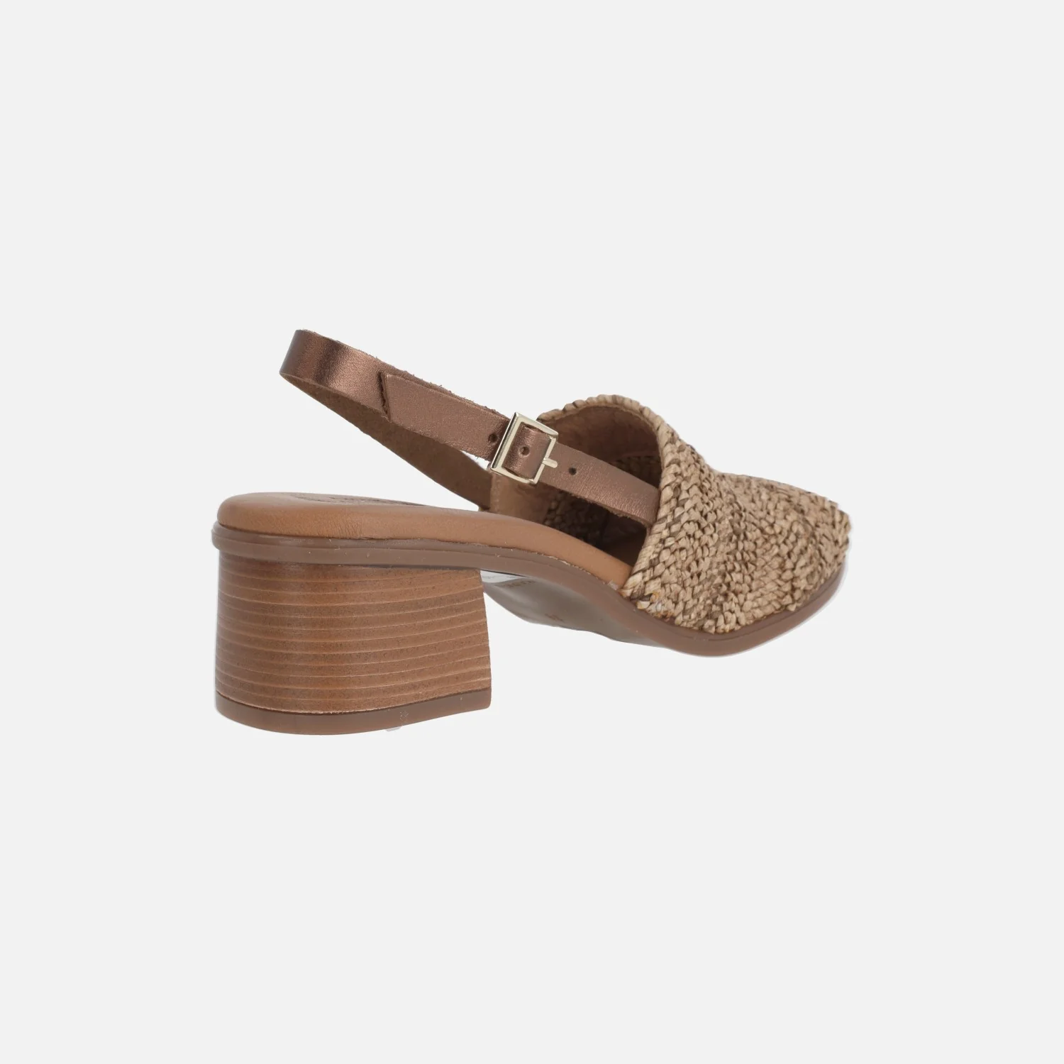Sandalias con pala ancha en entramado efecto rafia y tira al talón - Image 4