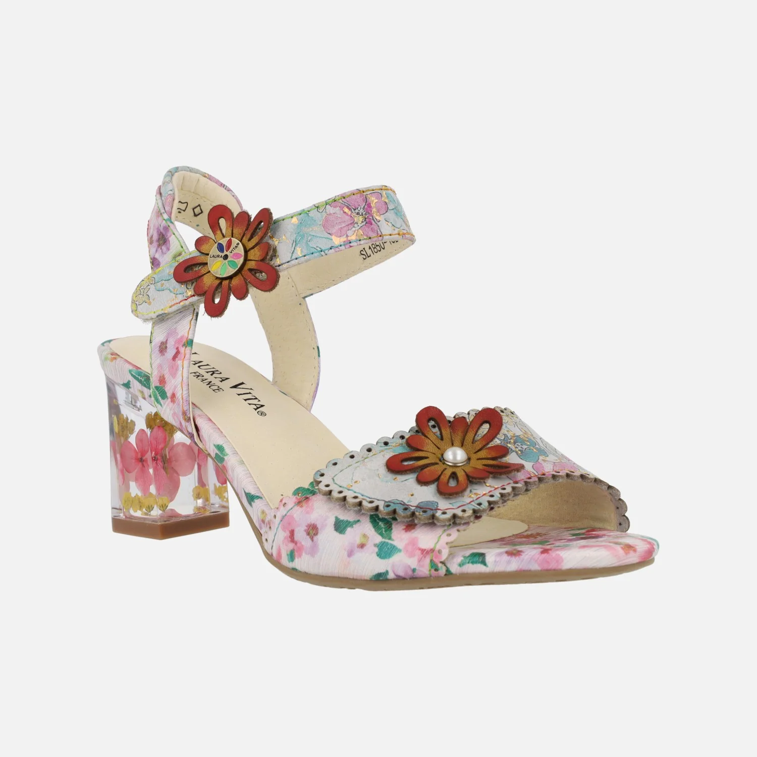 SANDALIAS CON TACÓN DECORADO LUCIEO 13 cerise - Image 2