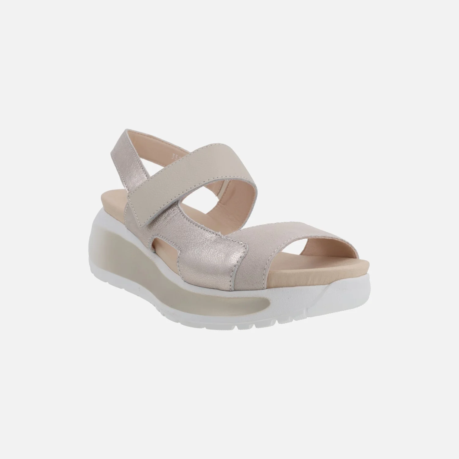 Sandalias confort Berta en combinado beige y oro - Image 2