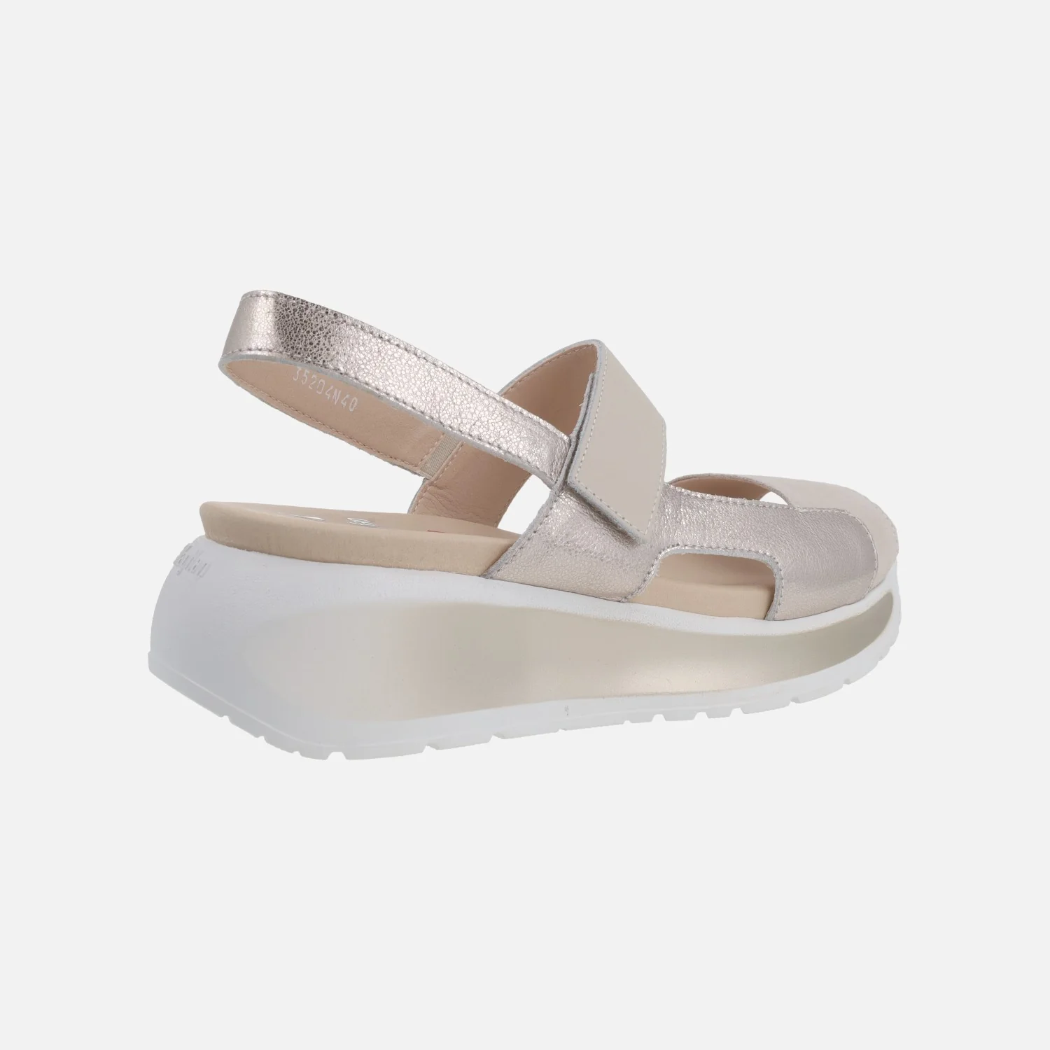 Sandalias confort Berta en combinado beige y oro - Image 4