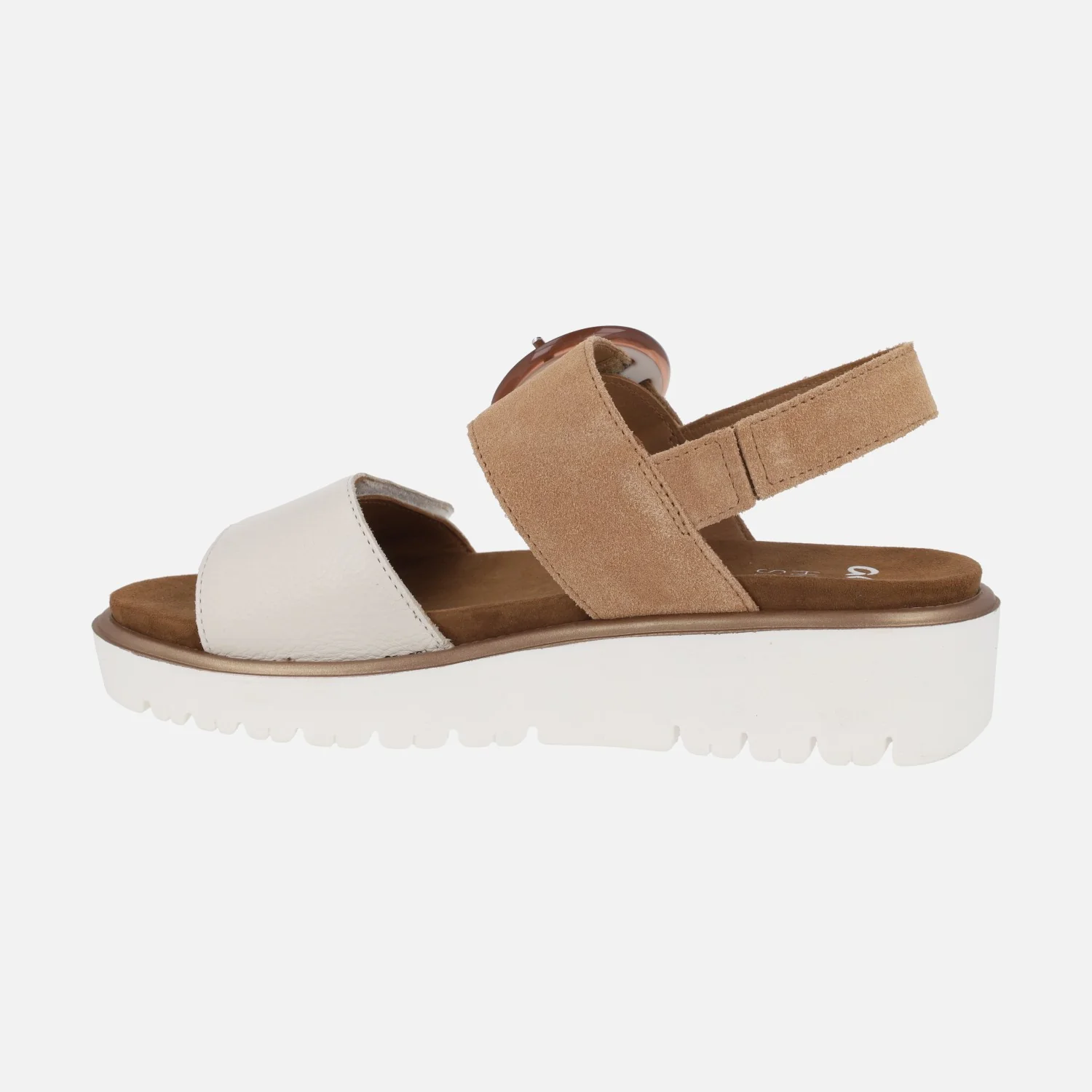 Sandalias confort con cierre de velcro en combinado hielo/cuero - Image 3