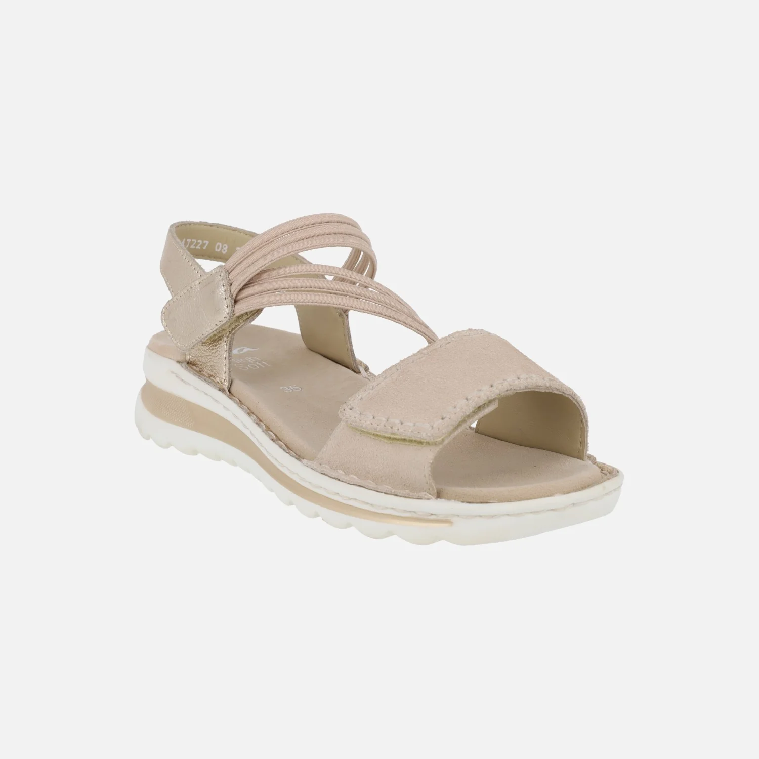 Sandalias confort con cierre de velcro y elásticos en combinado beige - Image 2