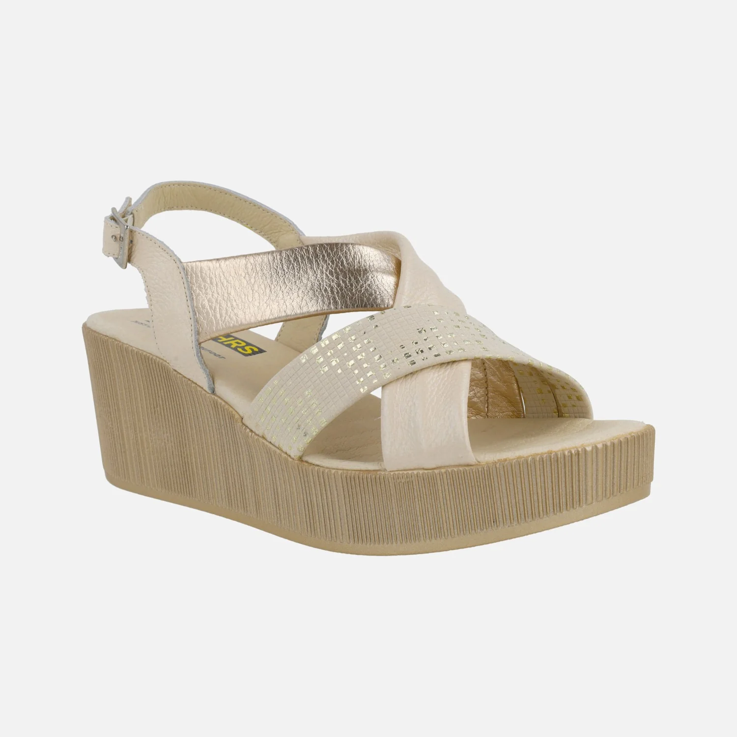 Sandalias confort de cuña alta con tiras anchas y detalles metalizados - Image 2
